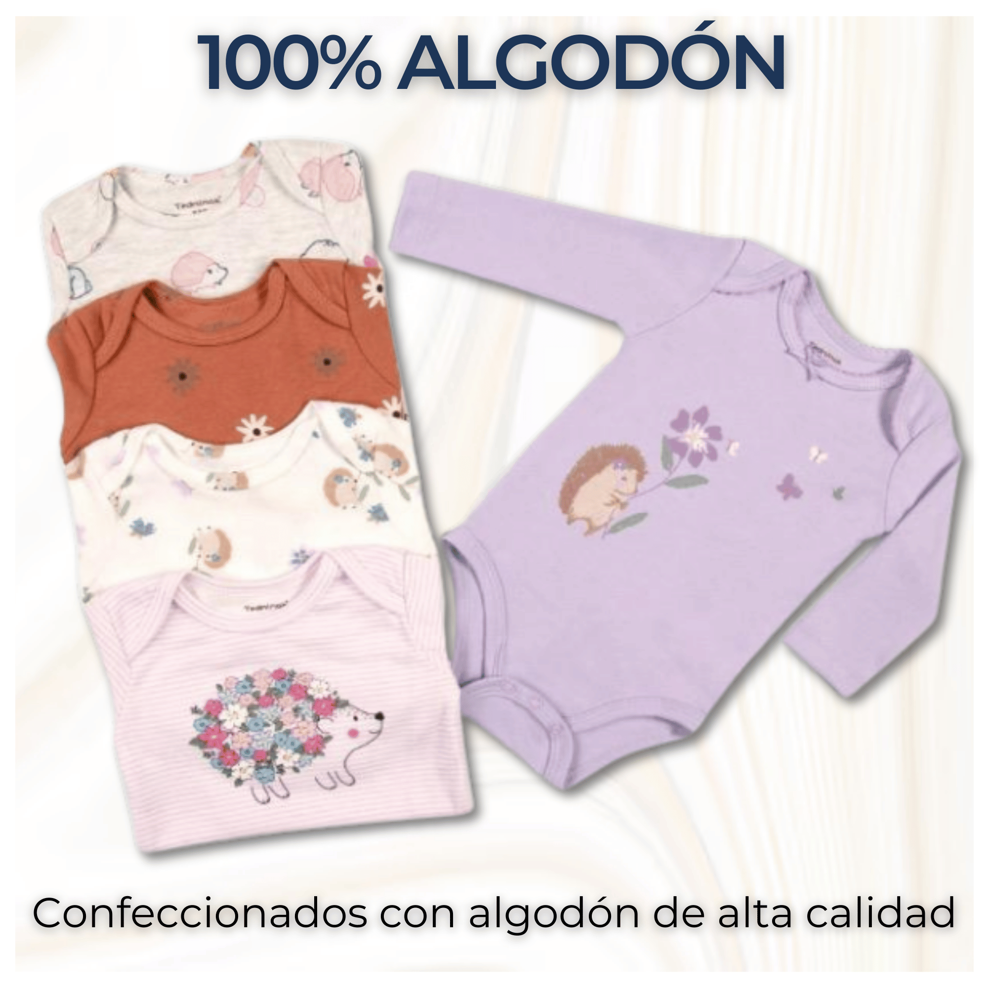 PACK 5 BODYS BEBÉ NIÑA MANGA LARGA TEDMIMAK ALGODÓN MAGIC PORCUPINE - 2