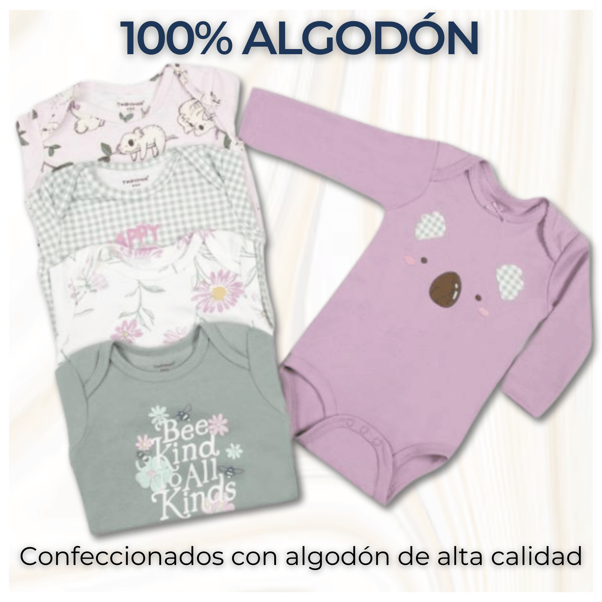 PACK 5 BODYS BEBÉ NIÑA MANGA LARGA TEDMIMAK ALGODÓN SOFT PINK FLORAL - 2