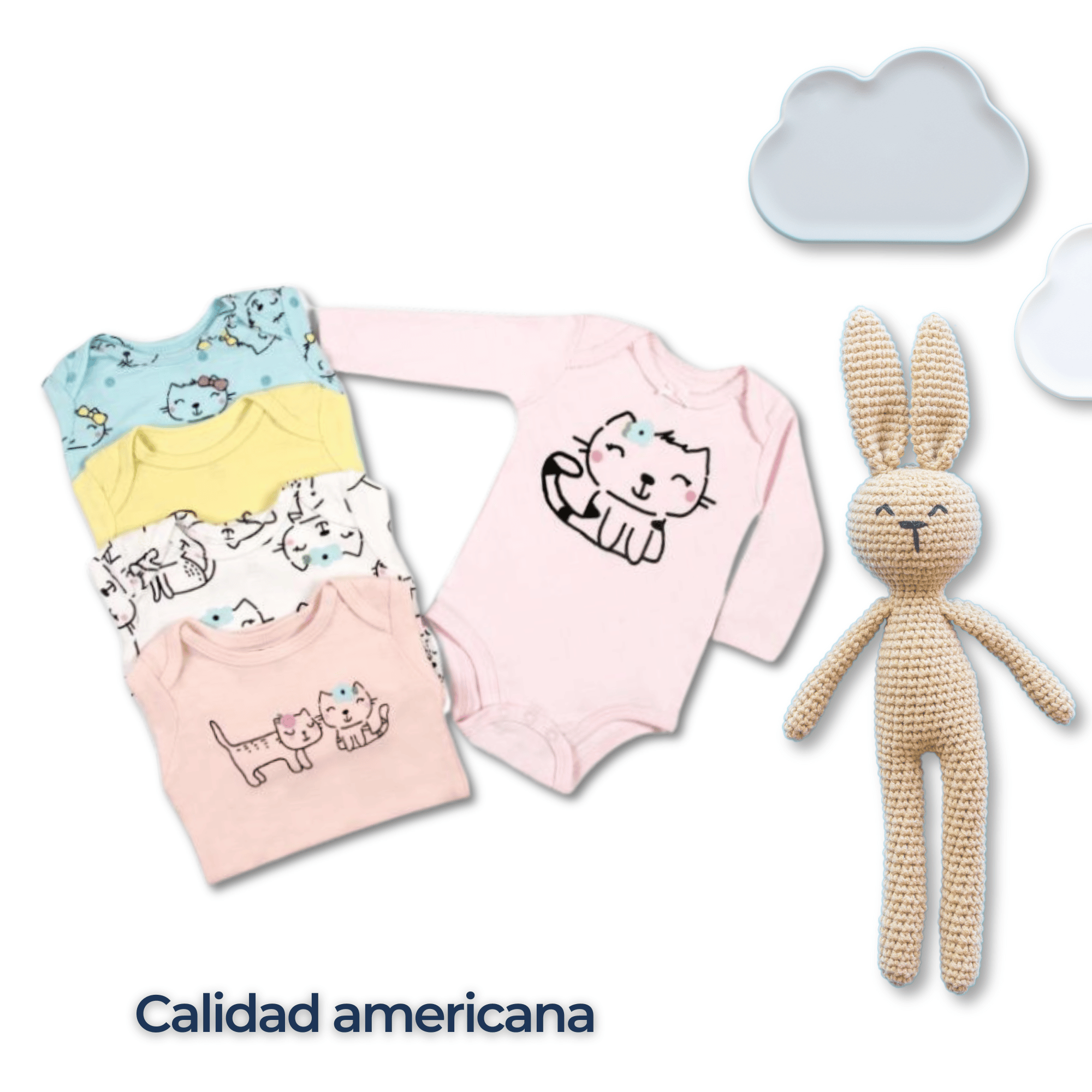 PACK 5 BODYS BEBÉ NIÑA MANGA LARGA TEDMIMAK ALGODÓN CATS BABIES - 6