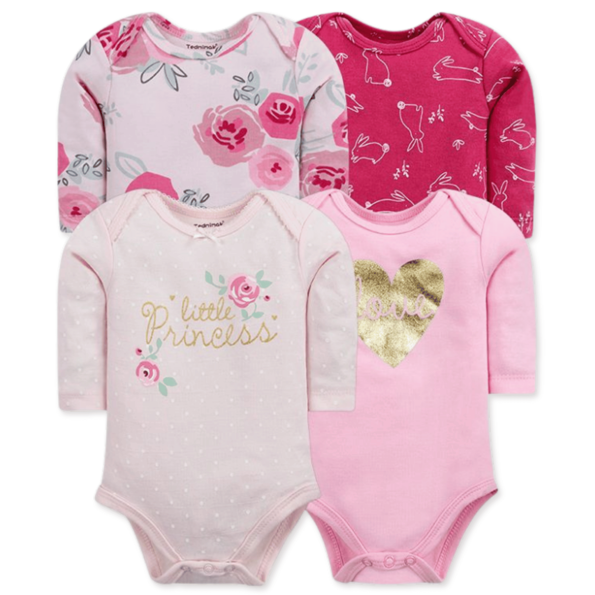 PACK 4 BODYS BEBÉ NIÑA MANGA LARGA TEDMIMAK ALGODÓN LITTLE PRINCESS - 1
