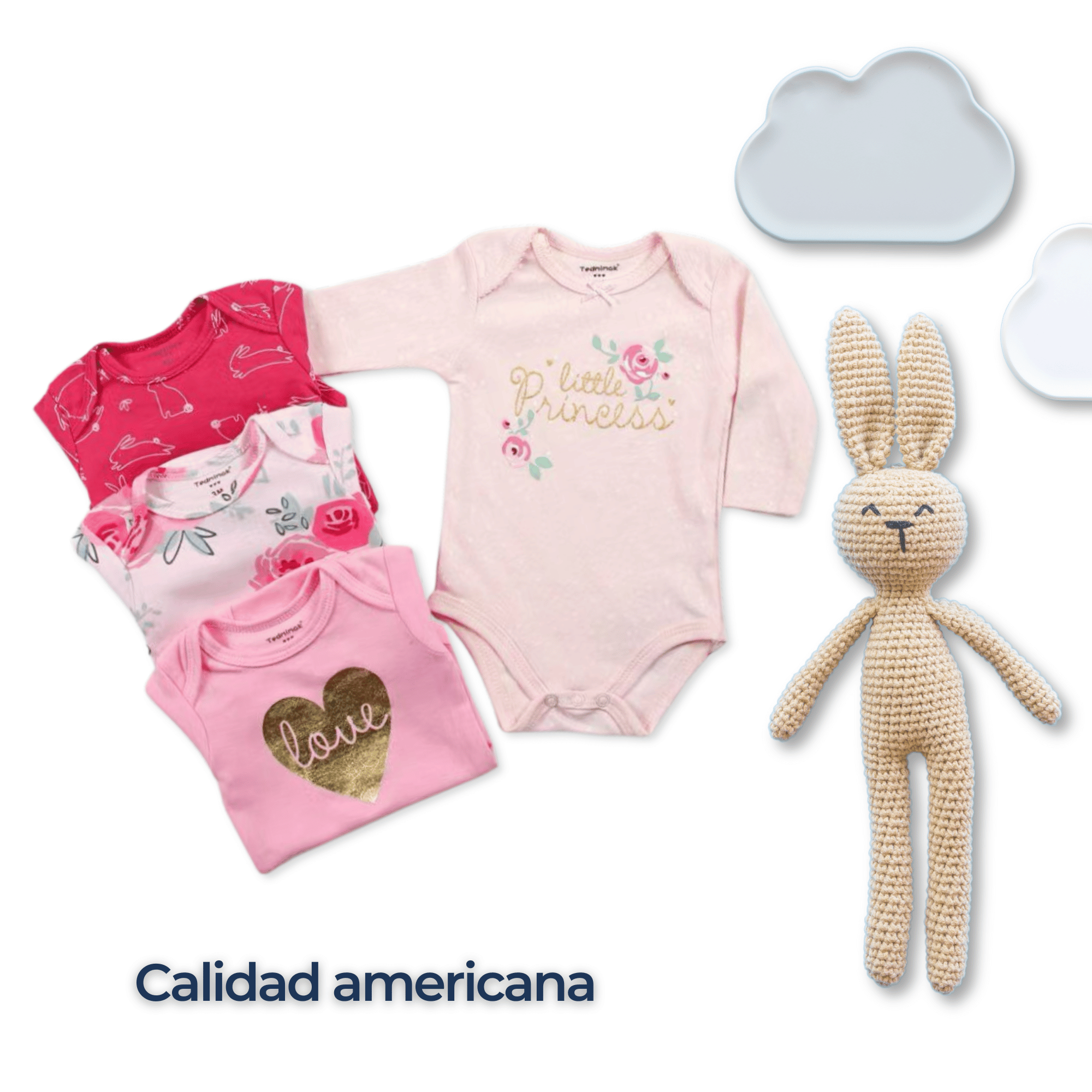 PACK 4 BODYS BEBÉ NIÑA MANGA LARGA TEDMIMAK ALGODÓN LITTLE PRINCESS - 6