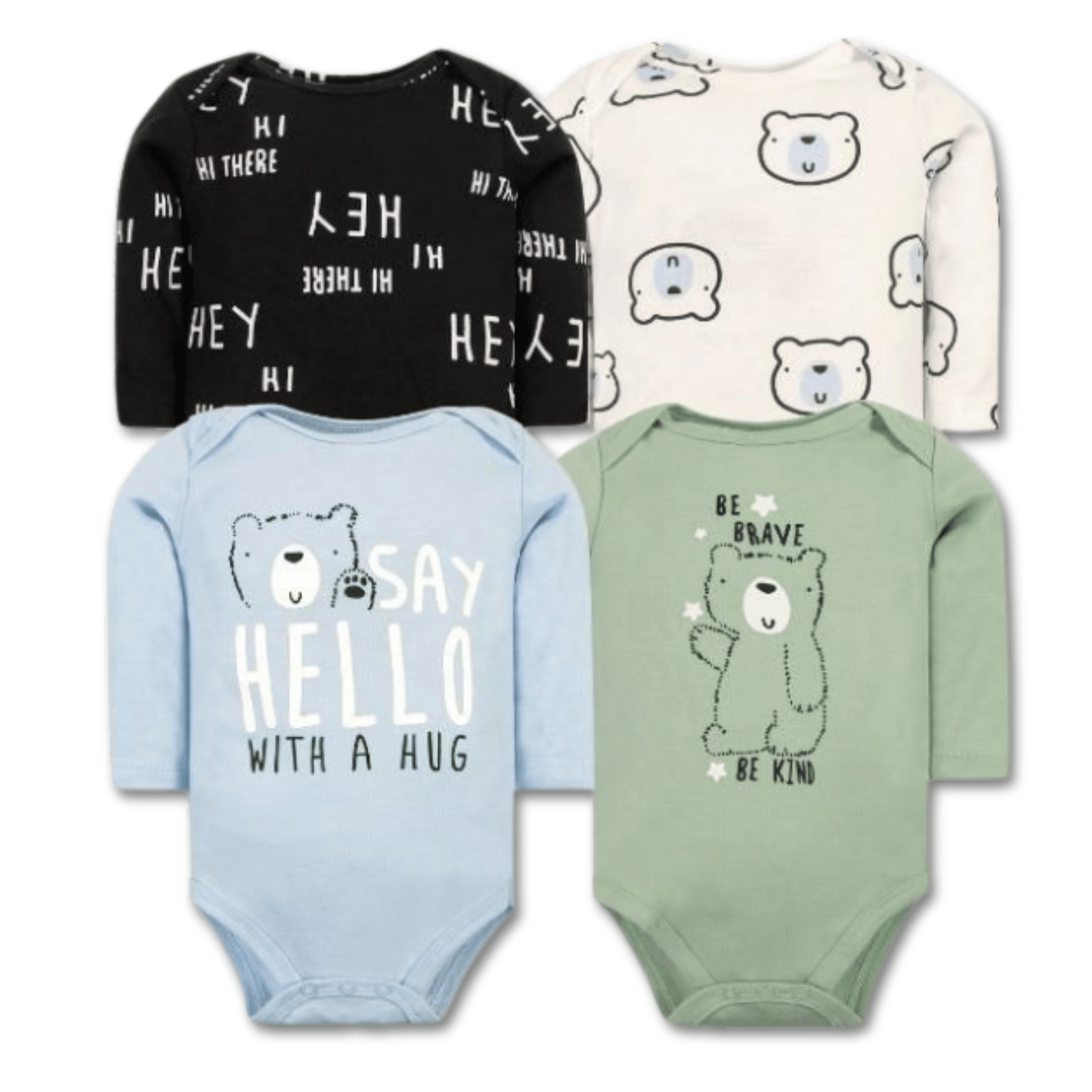 PACK 4 BODYS BEBÉ NIÑO MANGA LARGA TEDMIMAK ALGODÓN BABY BEAR - 1