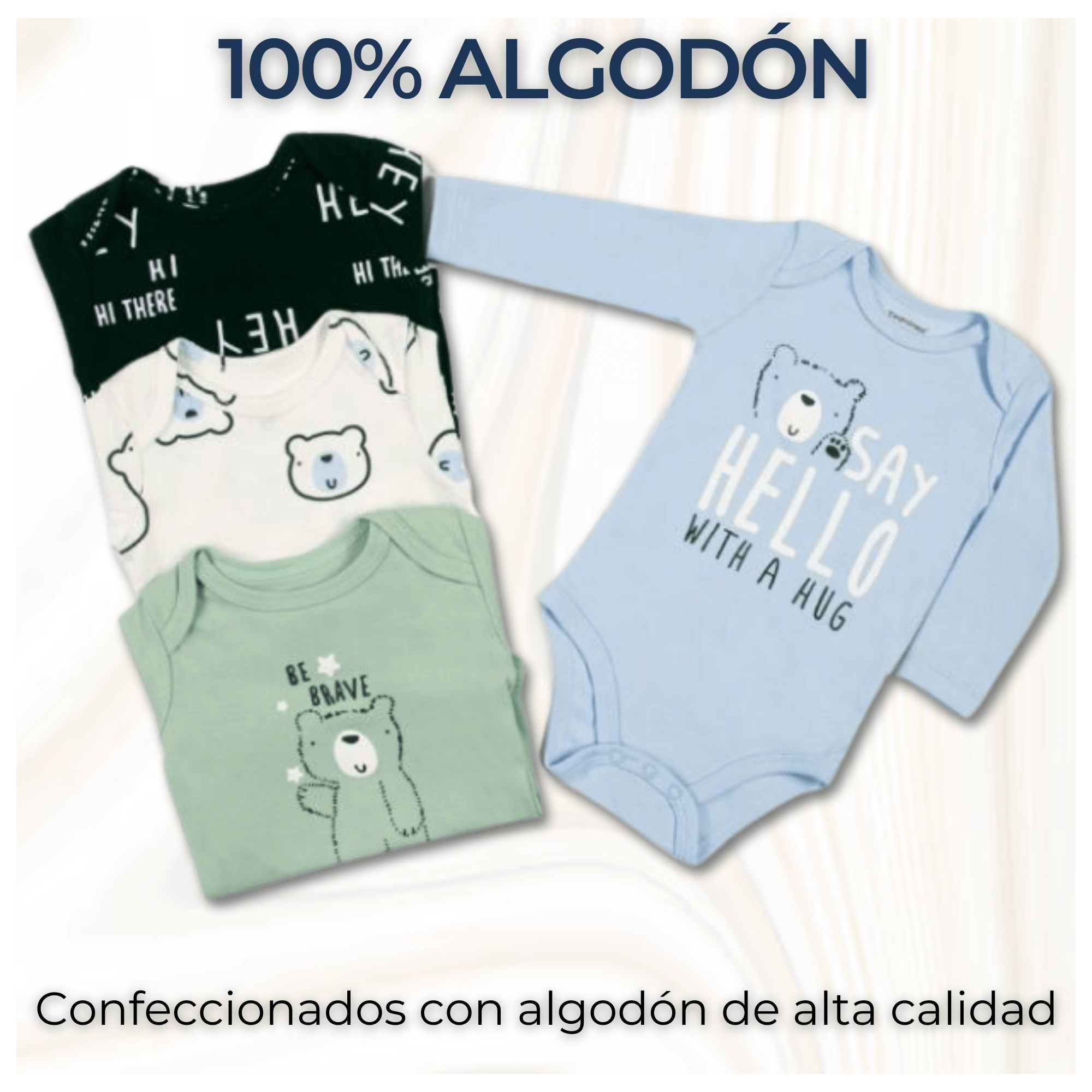 PACK 4 BODYS BEBÉ NIÑO MANGA LARGA TEDMIMAK ALGODÓN BABY BEAR - 2