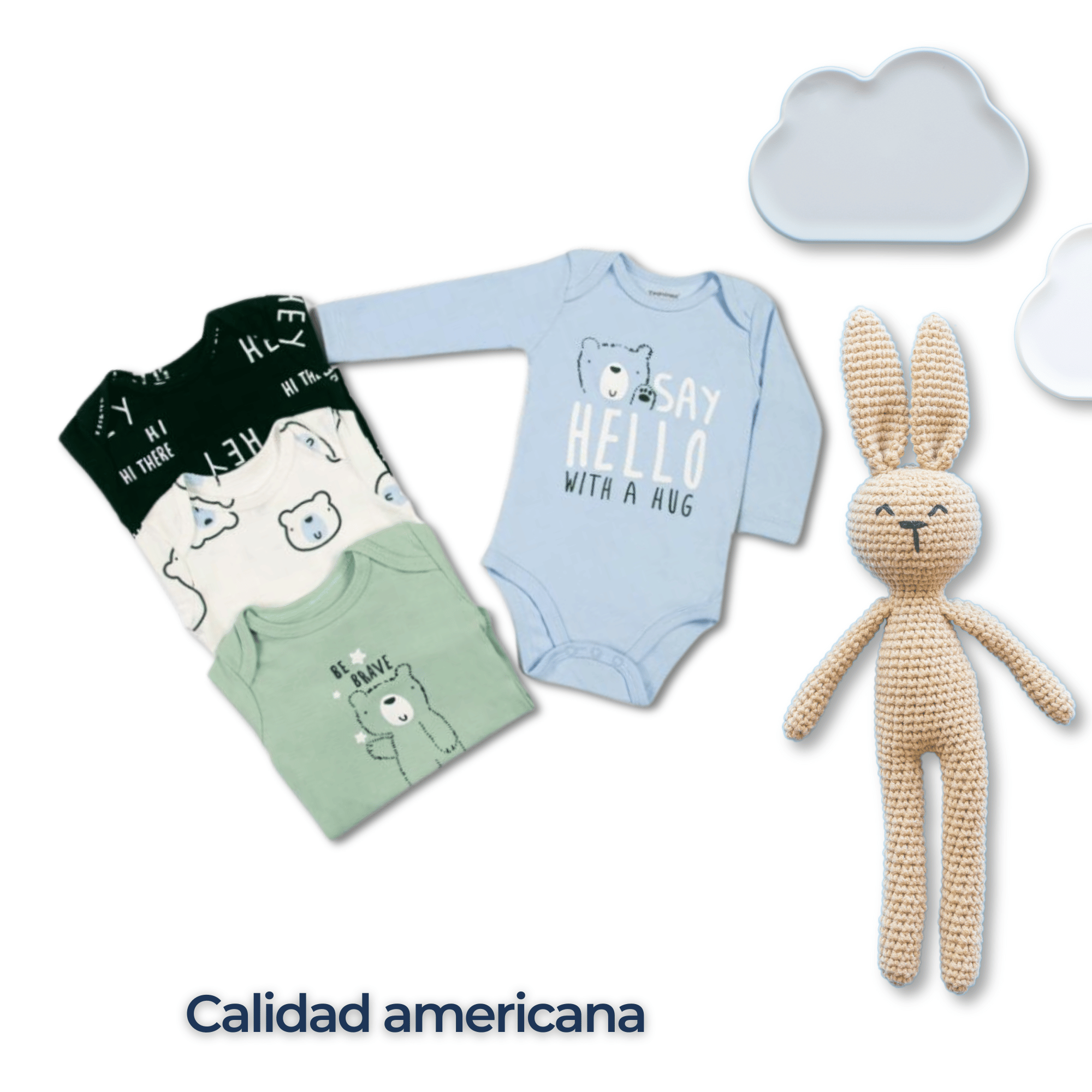 PACK 4 BODYS BEBÉ NIÑO MANGA LARGA TEDMIMAK ALGODÓN BABY BEAR - 6