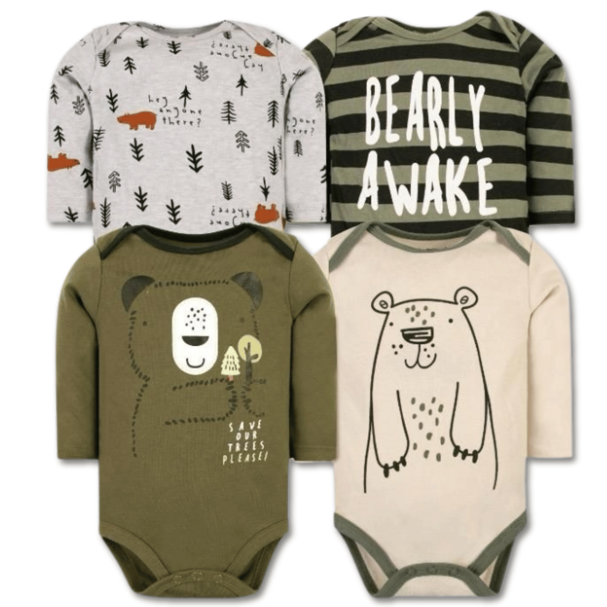PACK 4 BODYS BEBÉ NIÑO MANGA LARGA TEDMIMAK ALGODÓN BIG BEAR - 1