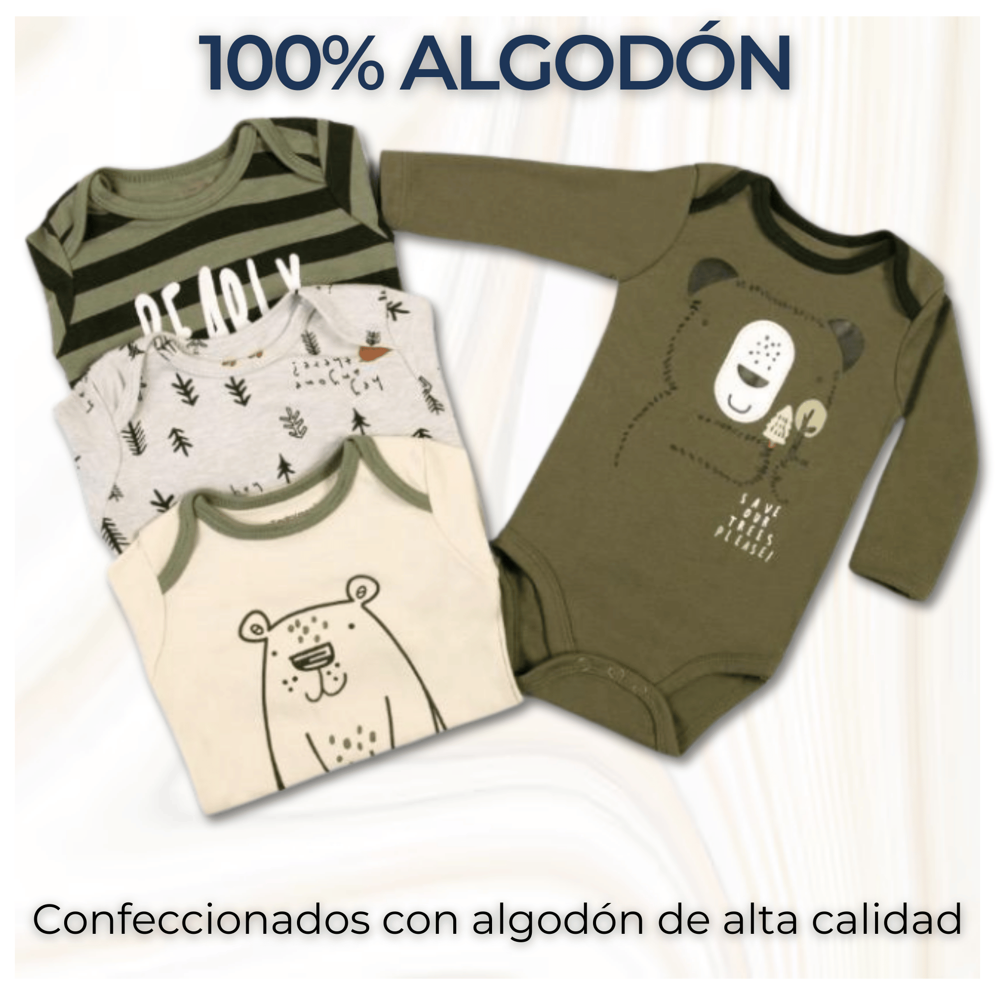 PACK 4 BODYS BEBÉ NIÑO MANGA LARGA TEDMIMAK ALGODÓN BIG BEAR - 2