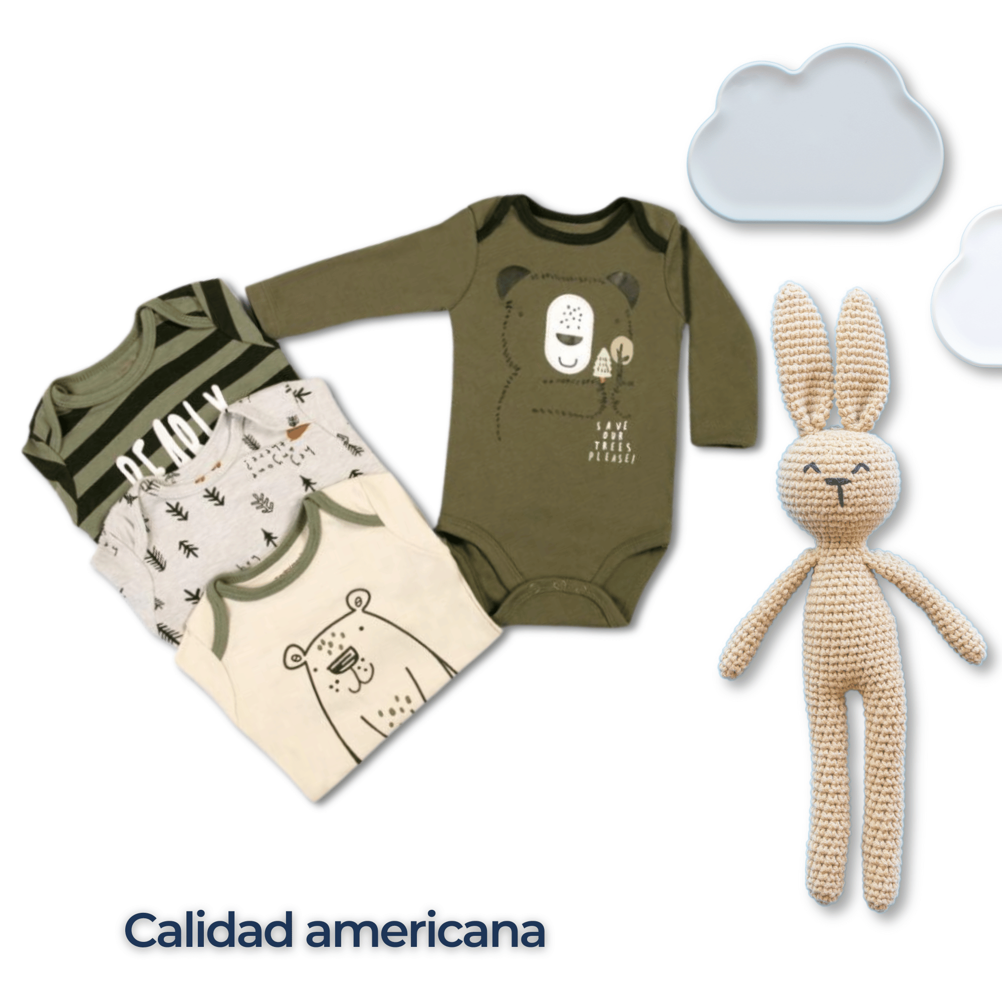 PACK 4 BODYS BEBÉ NIÑO MANGA LARGA TEDMIMAK ALGODÓN BIG BEAR - 6