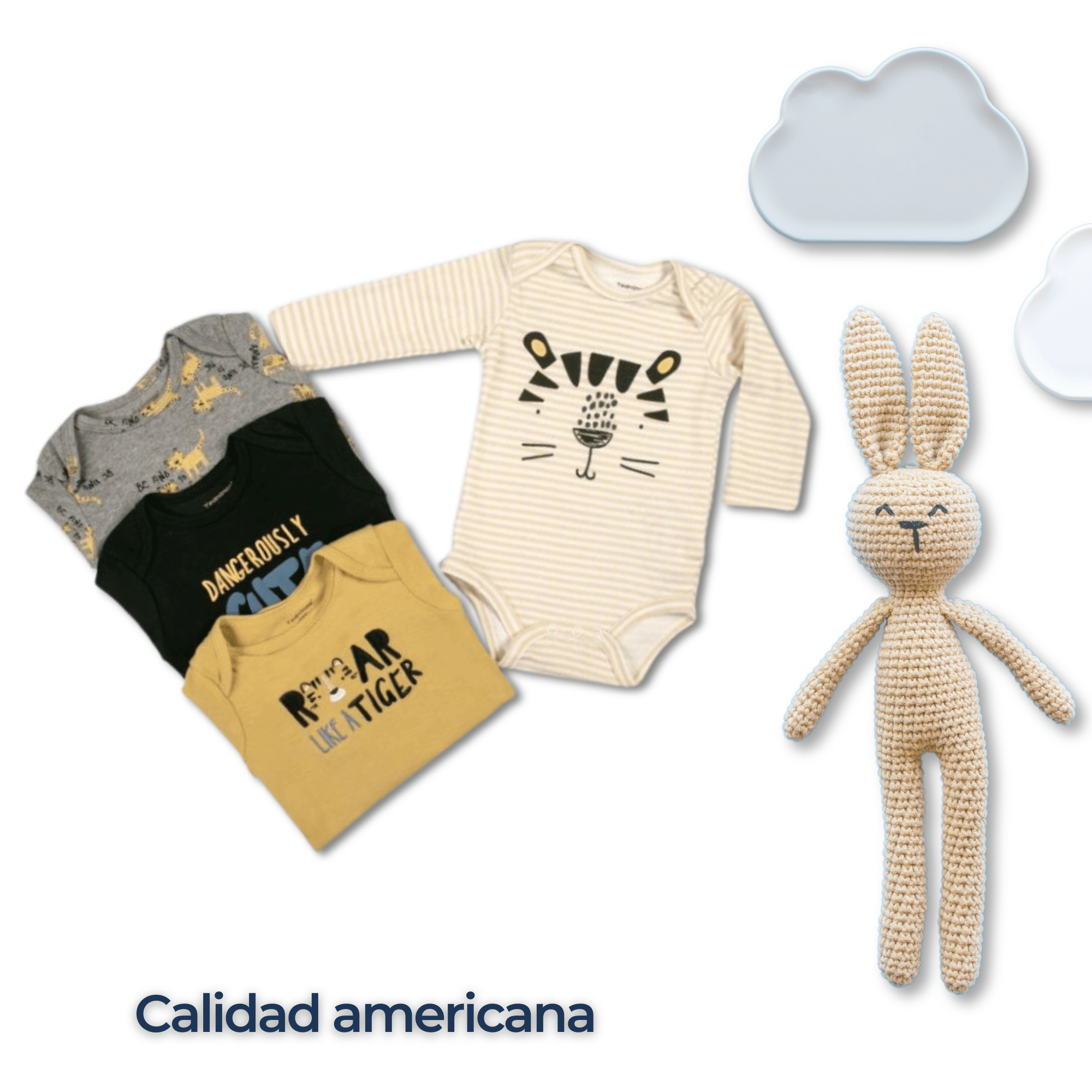 PACK 4 BODYS BEBÉ NIÑO MANGA LARGA TEDMIMAK ALGODÓN CUTE TIGERS - 6
