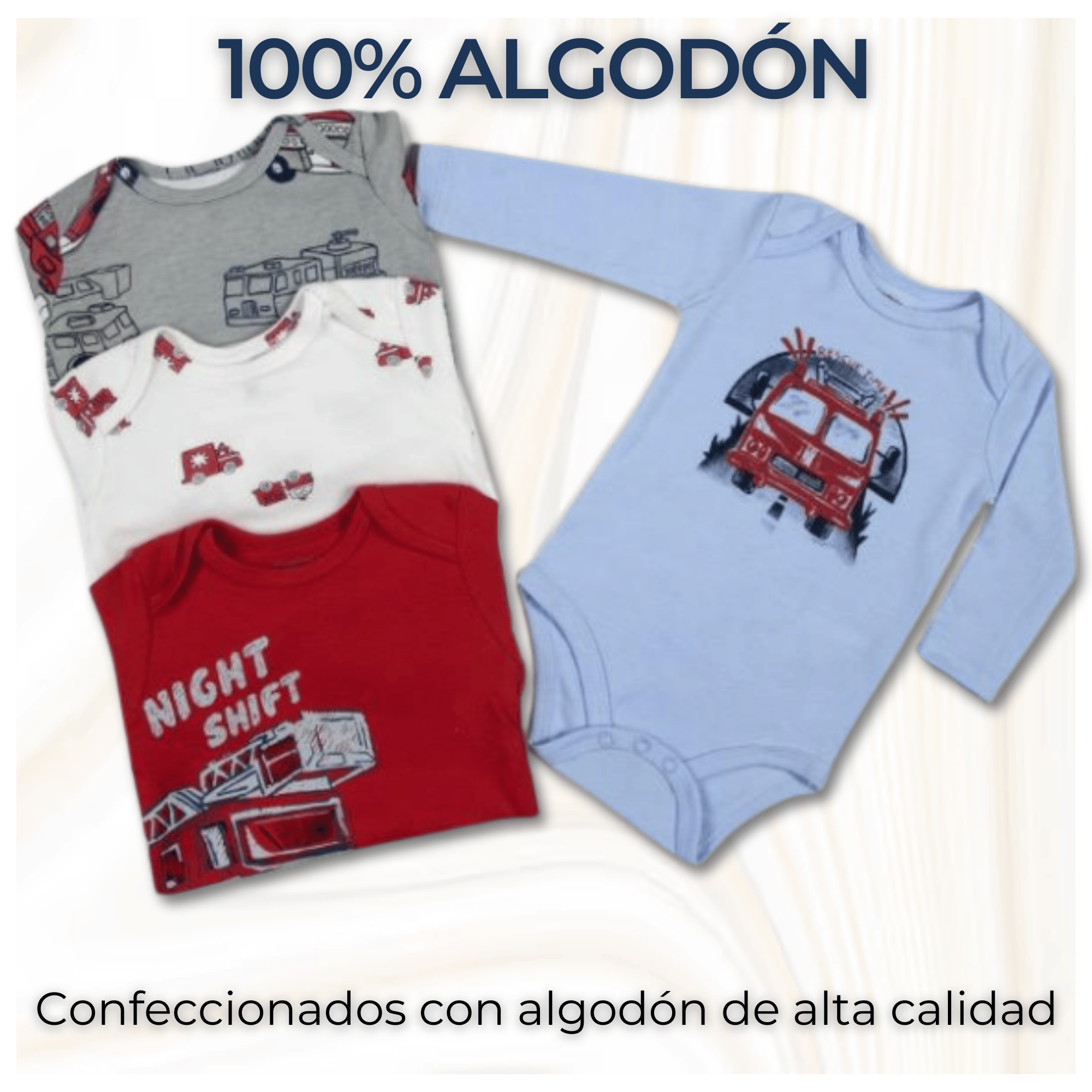 PACK 4 BODYS BEBÉ NIÑO MANGA LARGA TEDMIMAK ALGODÓN RED CARS - 2