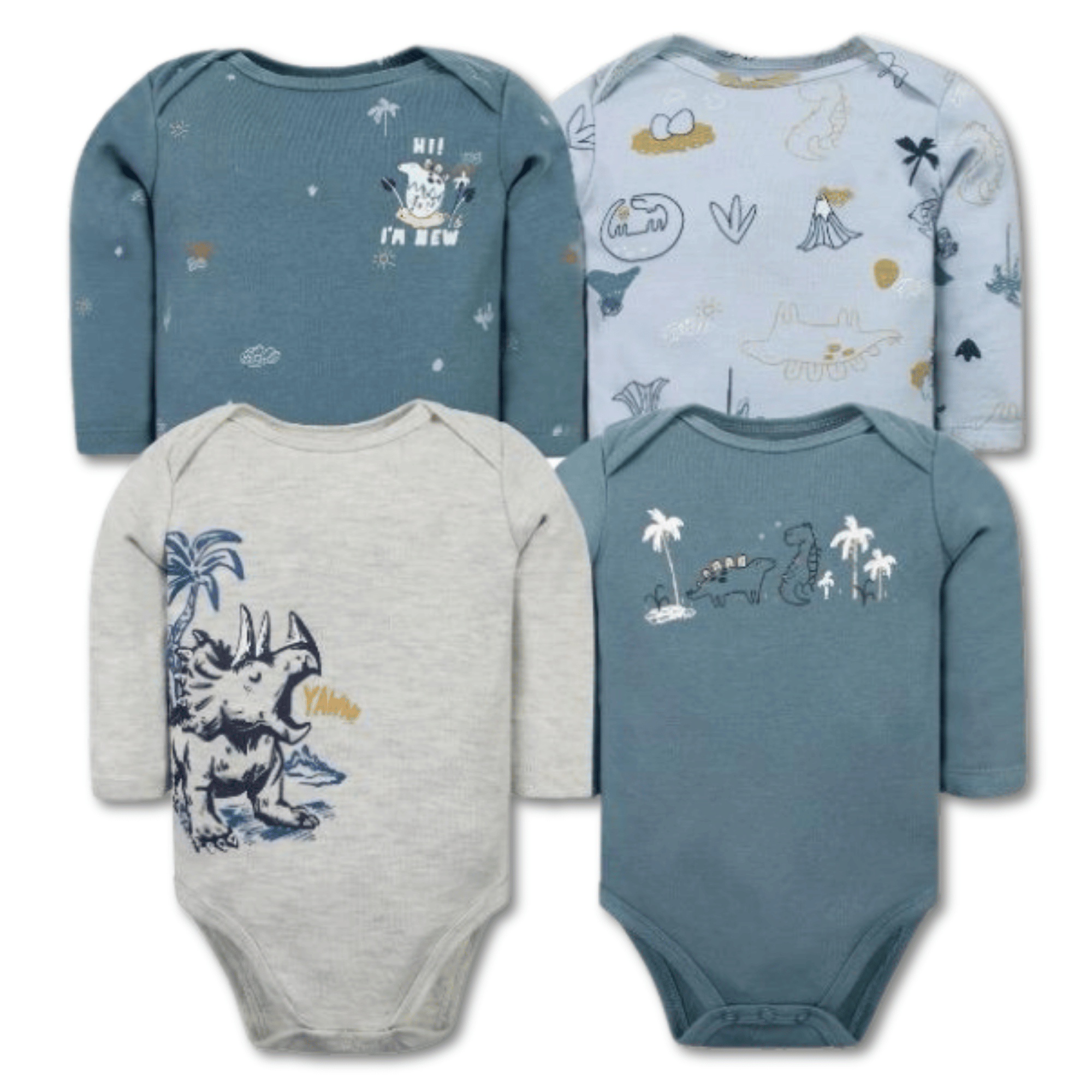 PACK 4 BODYS BEBÉ NIÑO MANGA LARGA TEDMIMAK ALGODÓN MINI EXPLORERS - 1