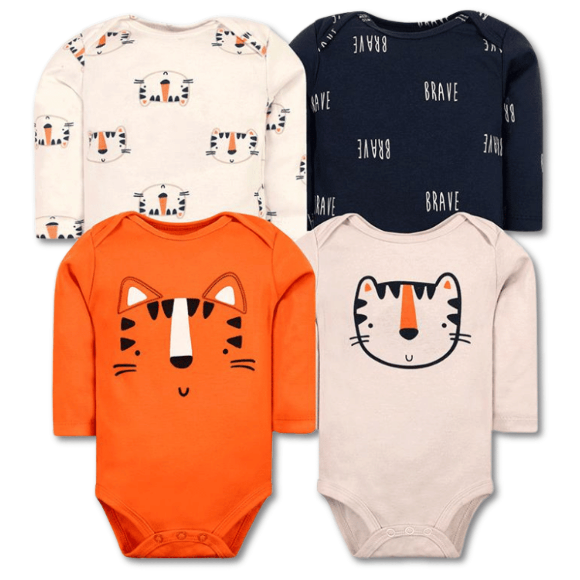 PACK 4 BODYS BEBÉ NIÑO MANGA LARGA TEDMIMAK ALGODÓN TINY TIGERS - 1