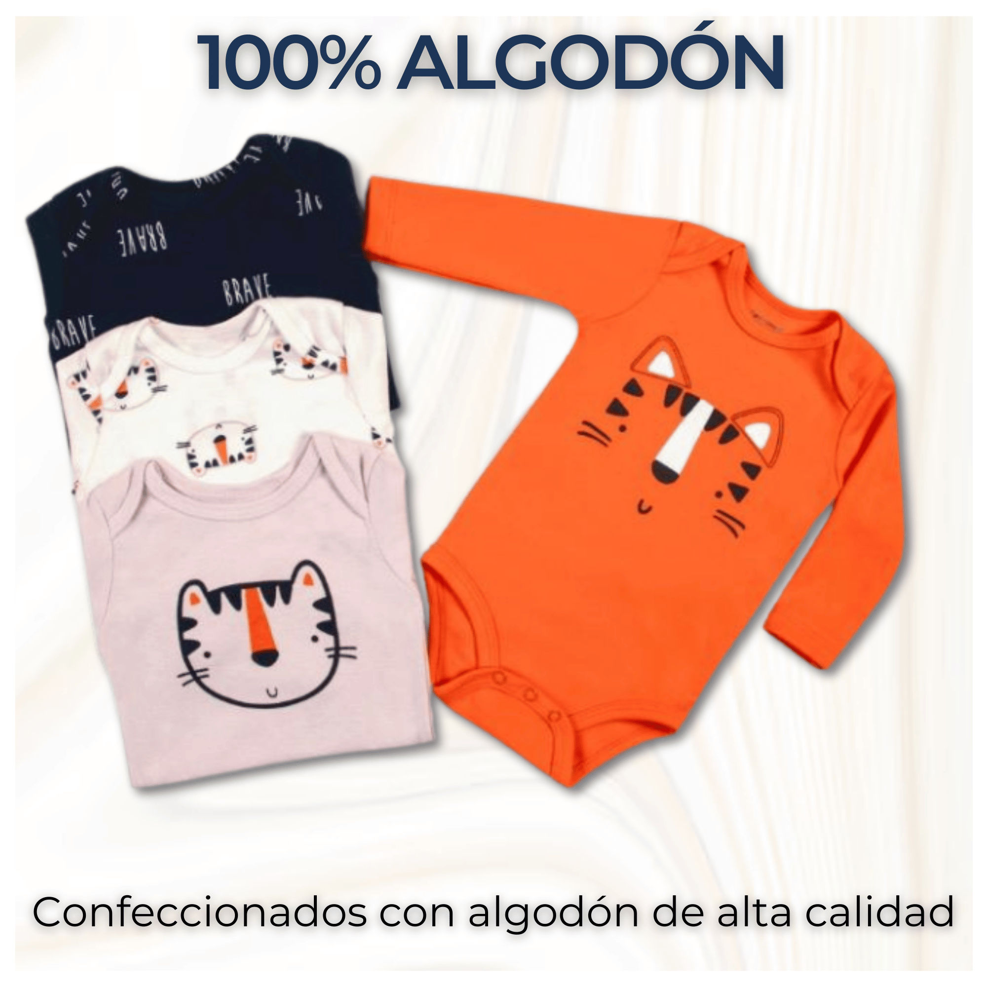 PACK 4 BODYS BEBÉ NIÑO MANGA LARGA TEDMIMAK ALGODÓN TINY TIGERS - 2