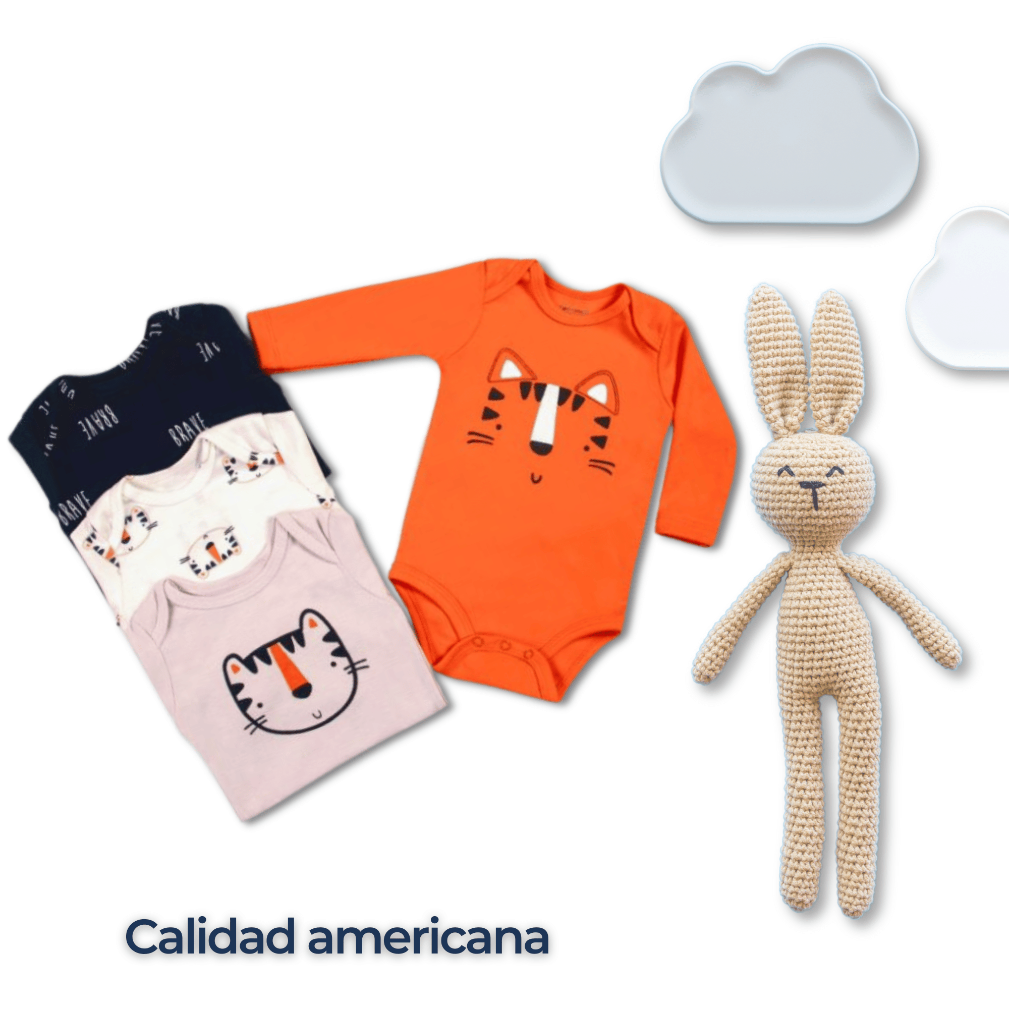 PACK 4 BODYS BEBÉ NIÑO MANGA LARGA TEDMIMAK ALGODÓN TINY TIGERS - 6