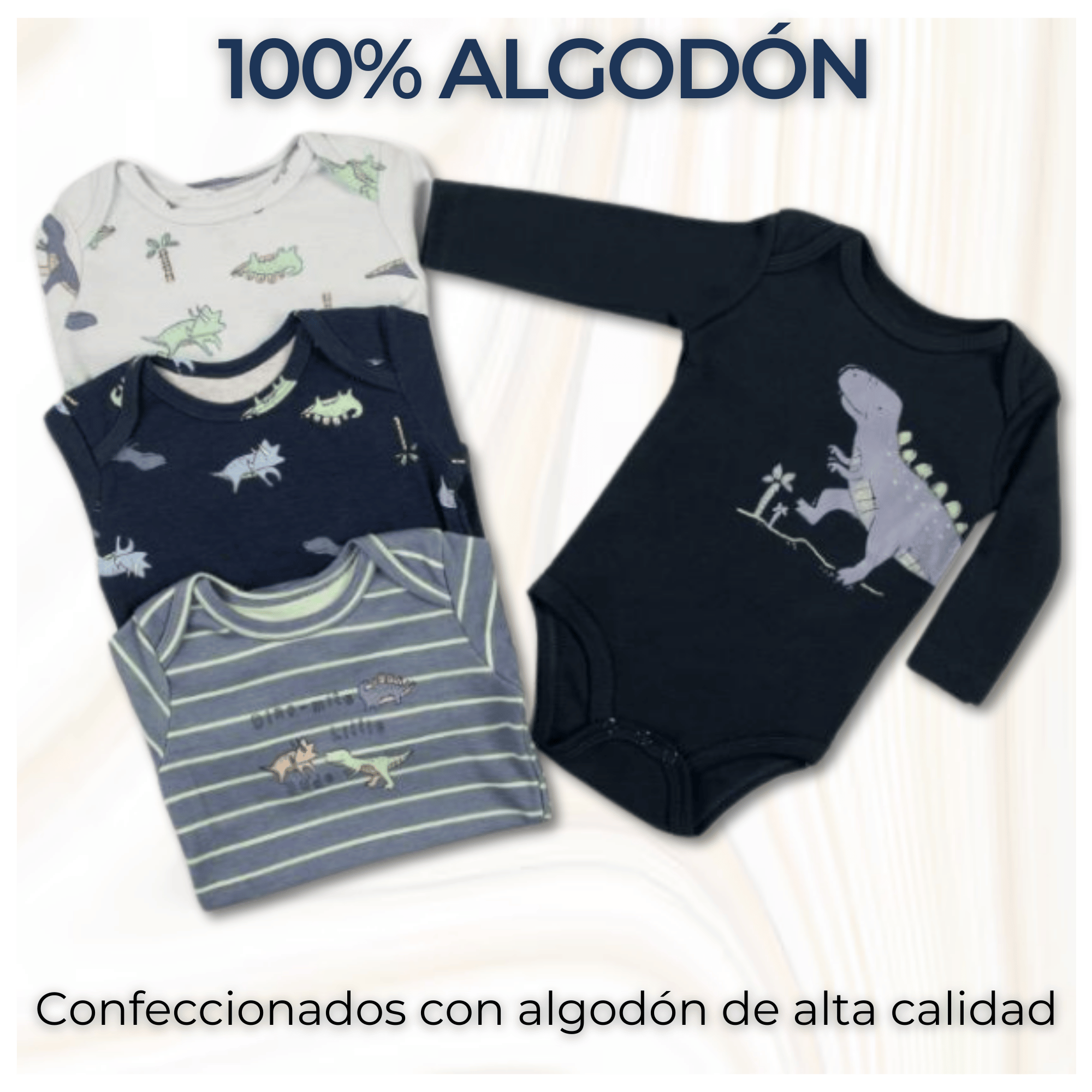 PACK 4 BODYS BEBÉ NIÑO MANGA LARGA TEDMIMAK ALGODÓN DREAMY DINOSAURS - 2