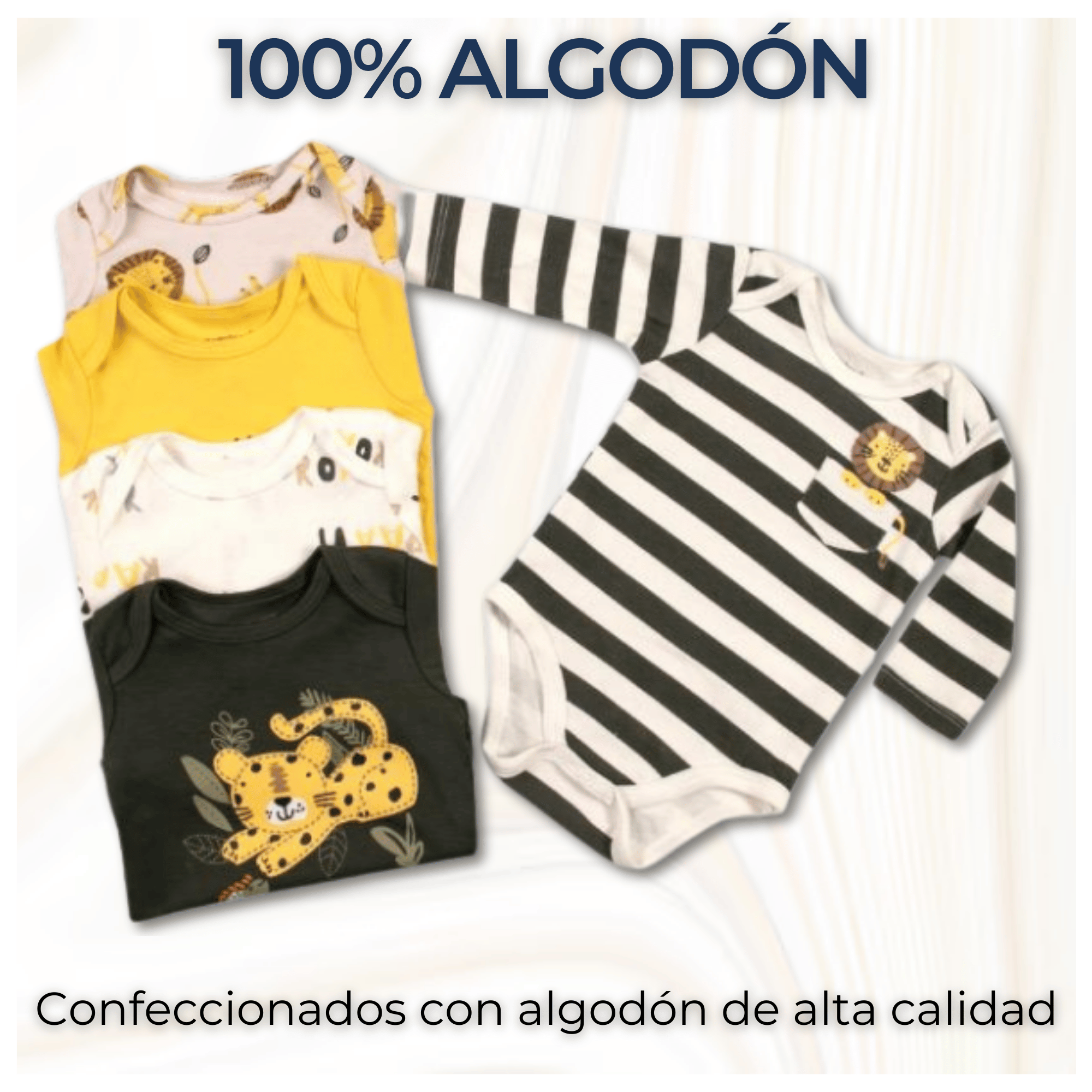 PACK 5 BODYS BEBÉ NIÑO MANGA LARGA TEDMIMAK ALGODÓN SAFARI ADVENTURE - 2