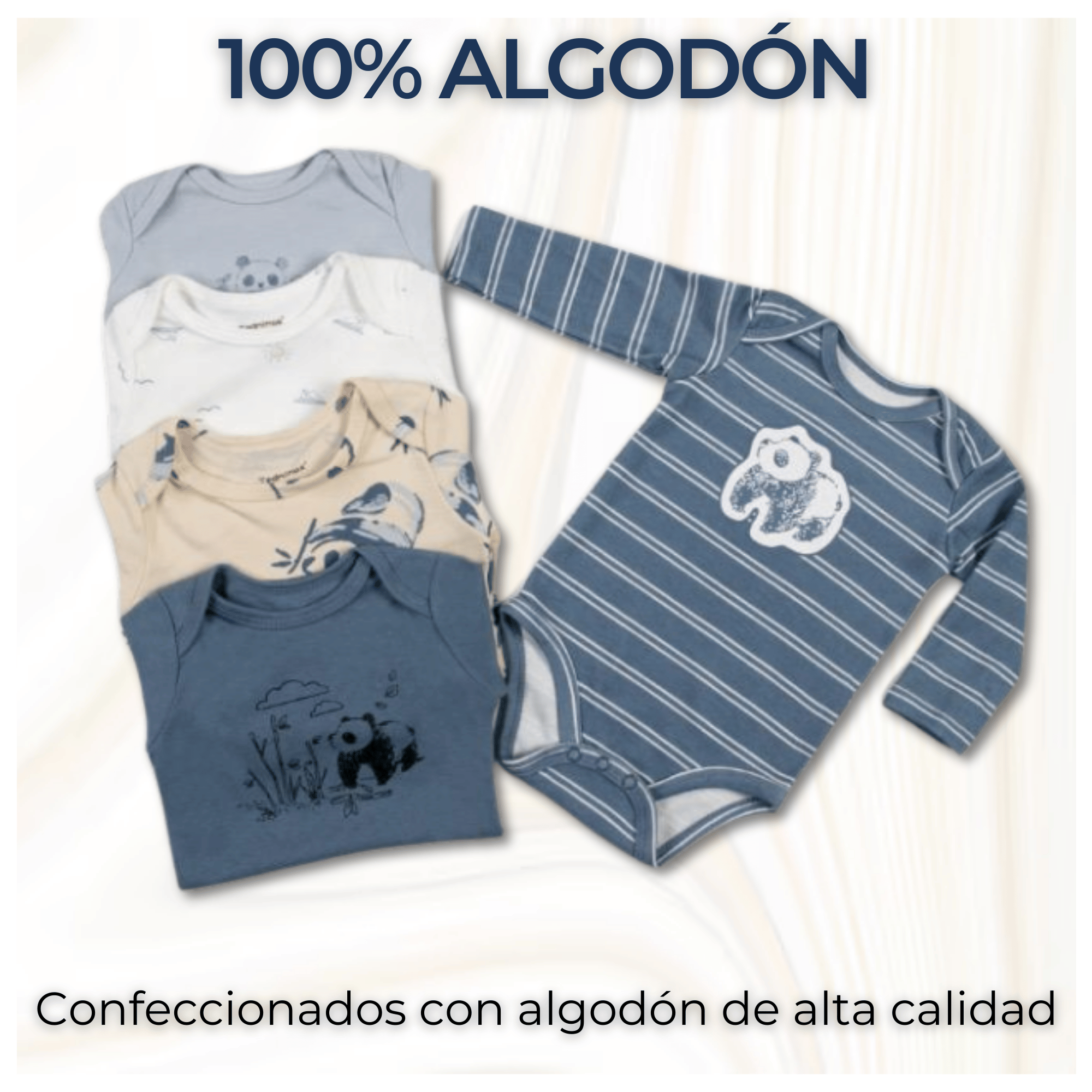 PACK 5 BODYS BEBÉ NIÑO MANGA LARGA TEDMIMAK ALGODÓN PANDA LOVE - 2