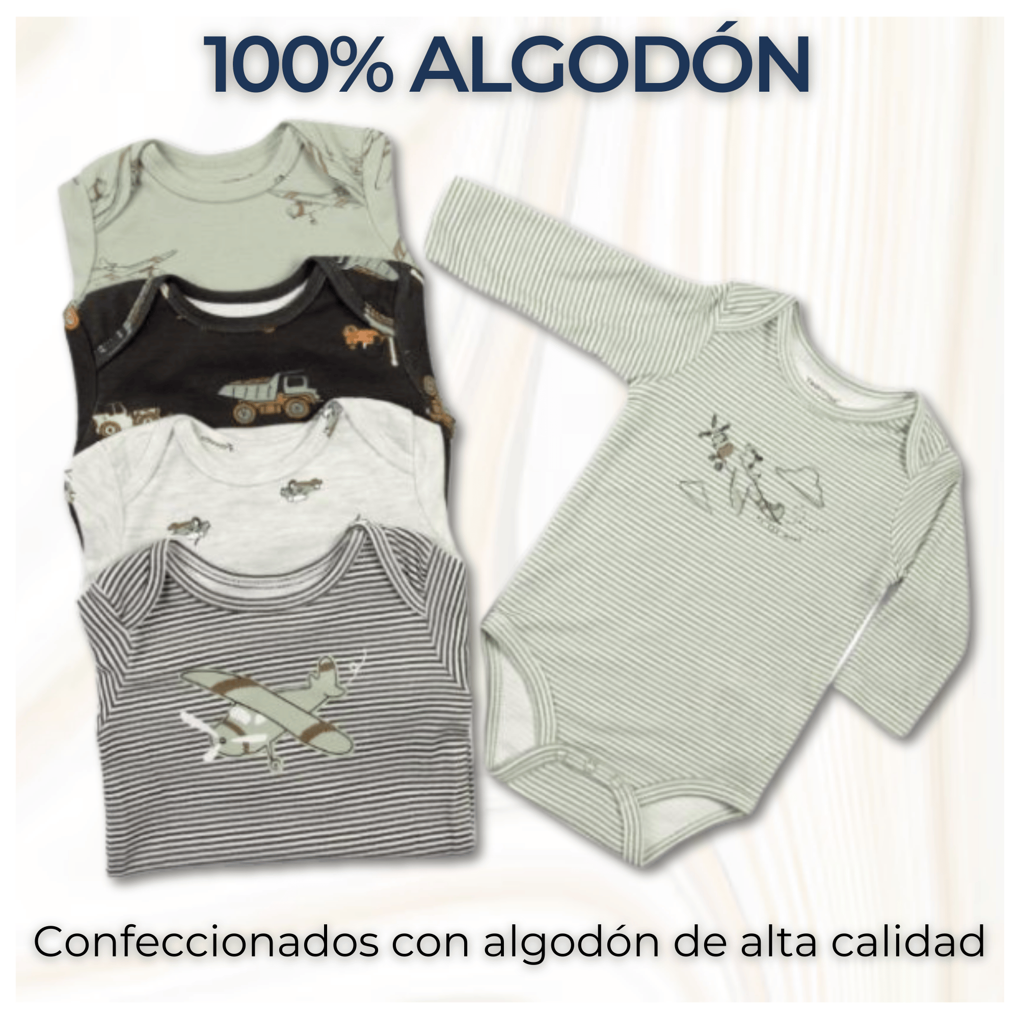 PACK 5 BODYS BEBÉ NIÑO MANGA LARGA TEDMIMAK ALGODÓN ADVENTURE PLANES - 2