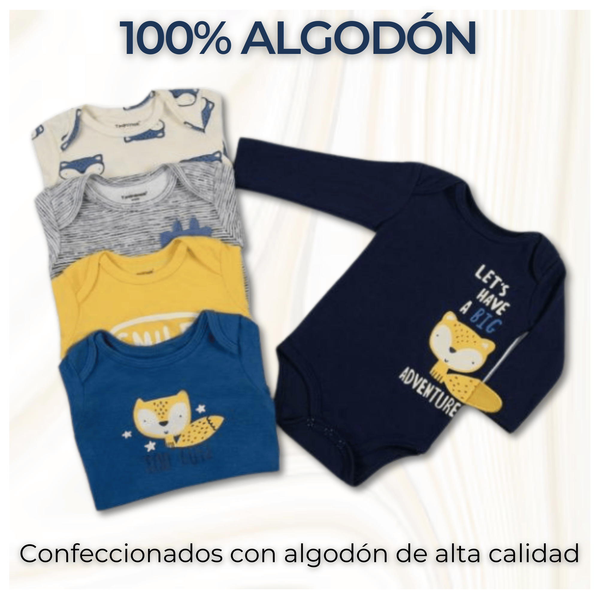 PACK 5 BODYS BEBÉ NIÑO MANGA LARGA TEDMIMAK ALGODÓN ADVENTURE FOX - 2