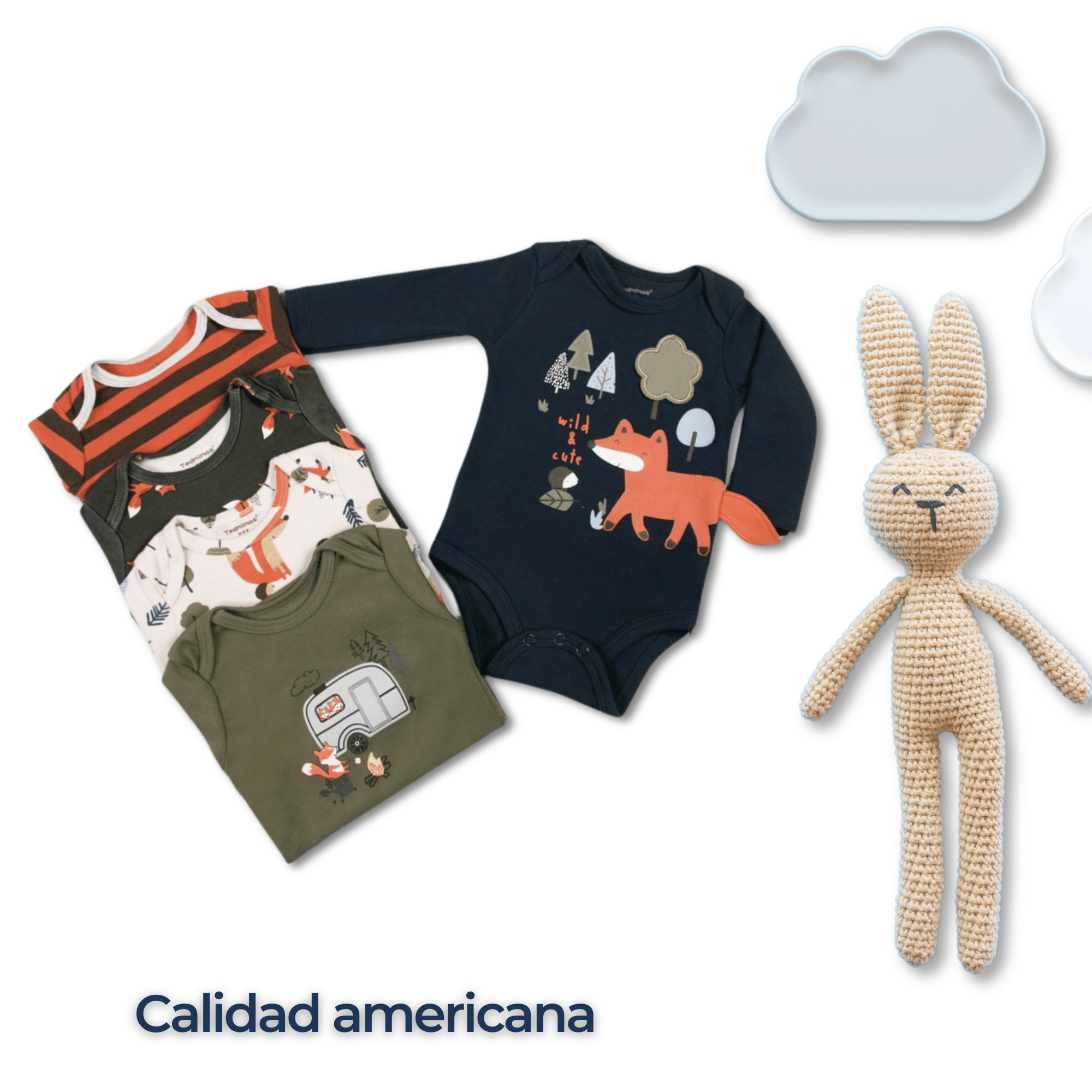 PACK 5 BODYS BEBÉ NIÑO MANGA LARGA TEDMIMAK ALGODÓN HAPPY FOX - 6