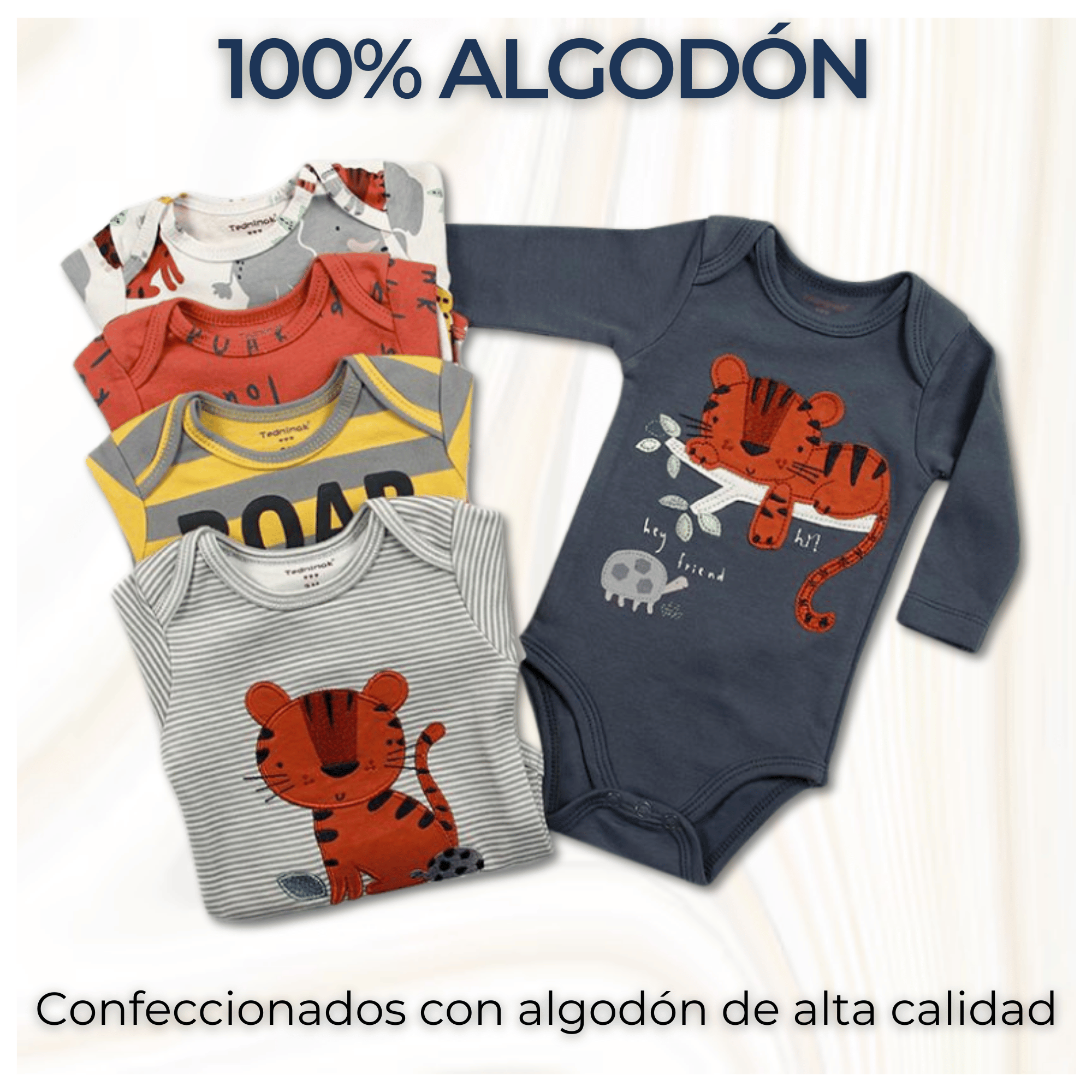 PACK 5 BODYS BEBÉ NIÑO MANGA LARGA TEDMIMAK ALGODÓN SUNNY JUNGLE - 2