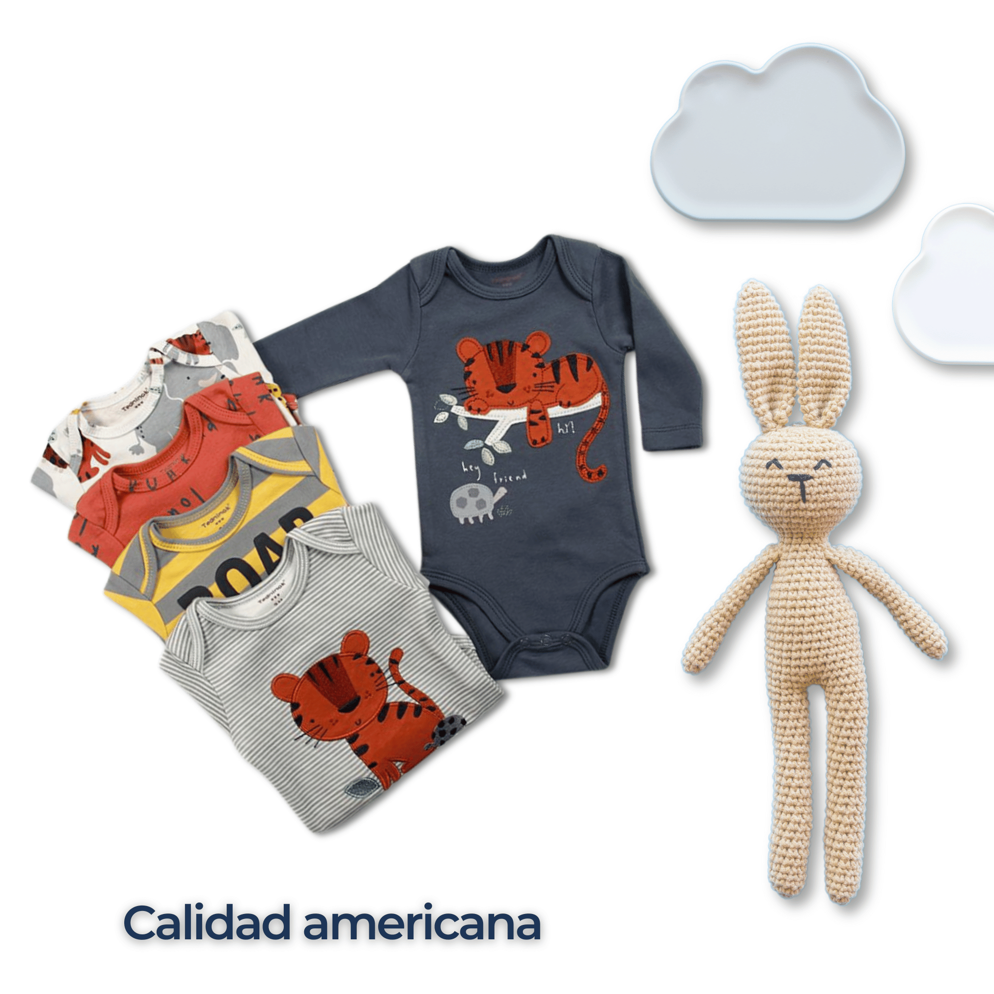 PACK 5 BODYS BEBÉ NIÑO MANGA LARGA TEDMIMAK ALGODÓN SUNNY JUNGLE - 6
