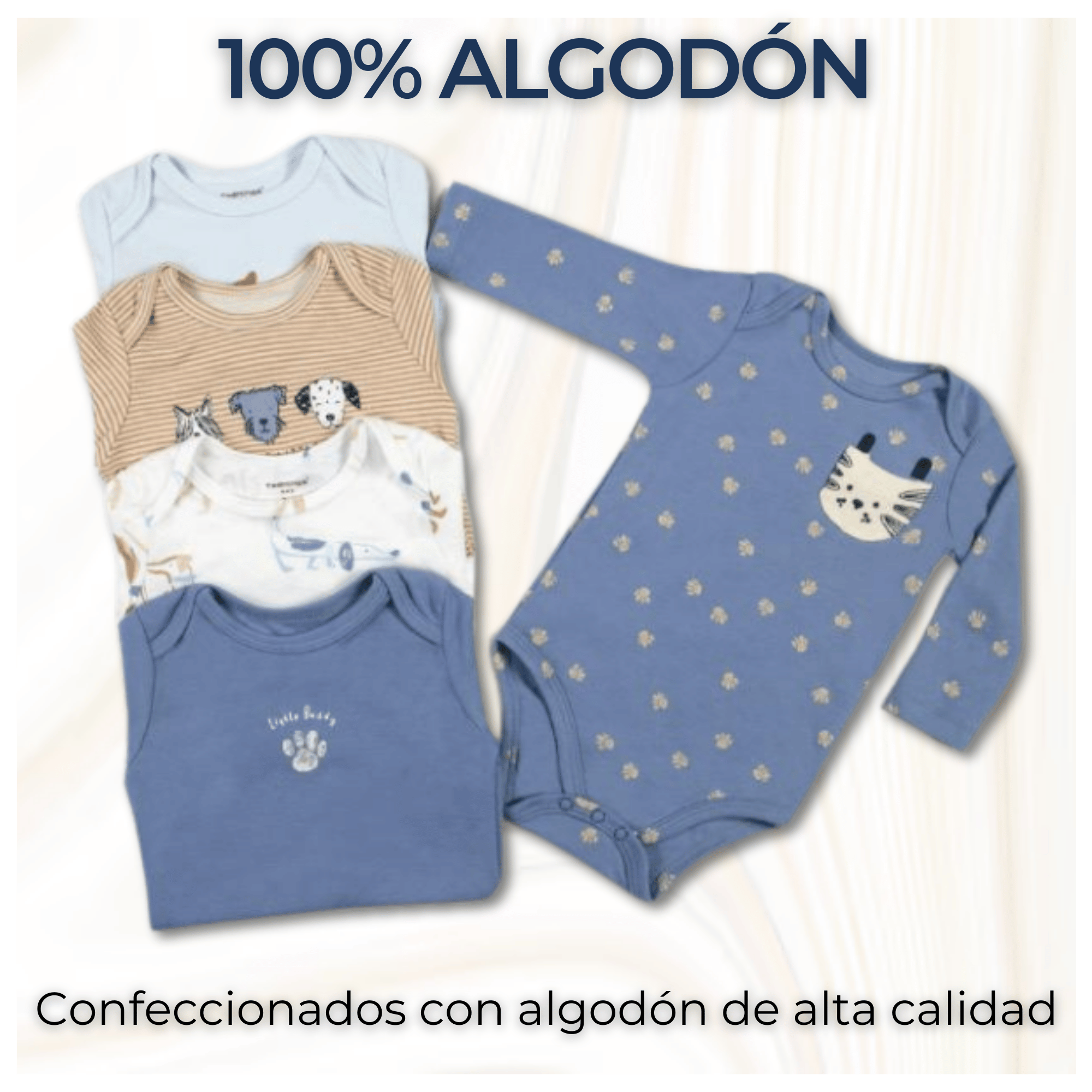 PACK 5 BODYS BEBÉ NIÑO MANGA LARGA TEDMIMAK ALGODÓN DOGS & CATS - 2