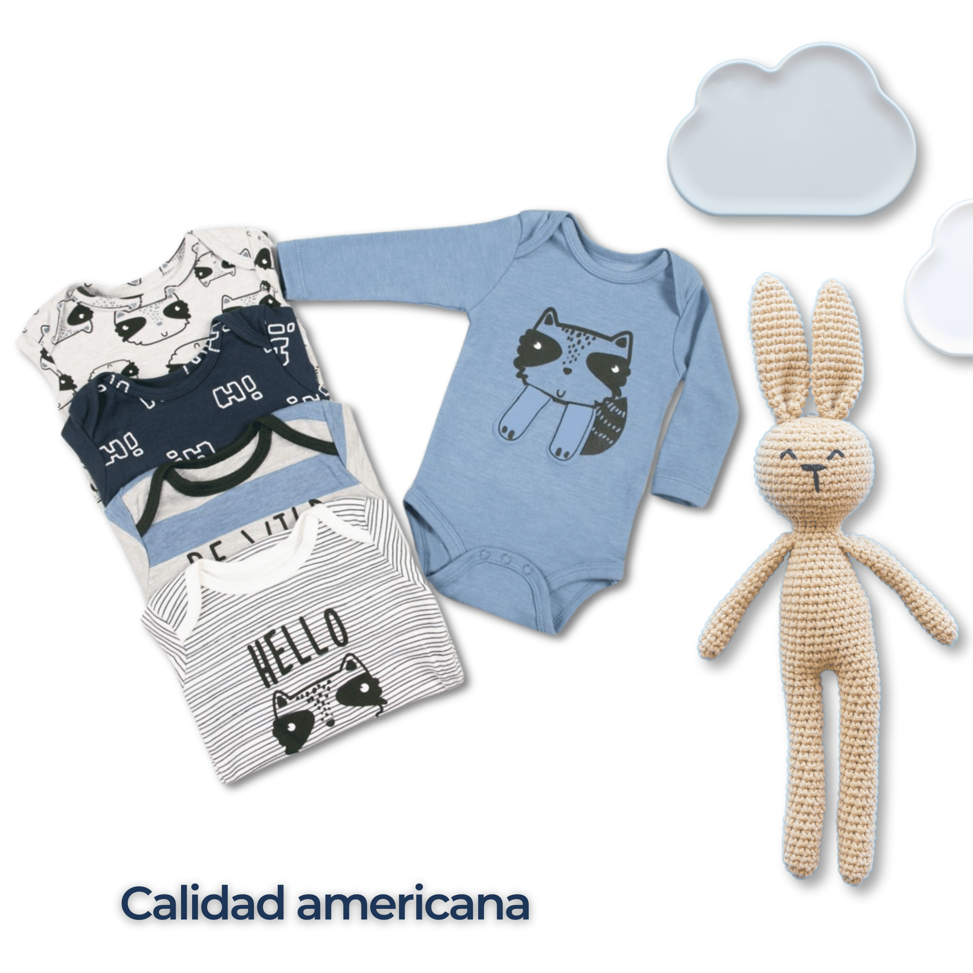 PACK 5 BODYS BEBÉ NIÑO MANGA LARGA TEDMIMAK ALGODÓN RACOON WILD - 6