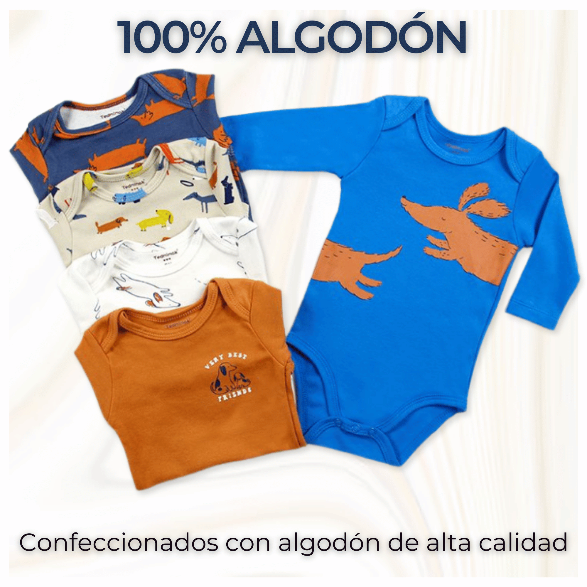 PACK 5 BODYS BEBÉ NIÑO MANGA LARGA TEDMIMAK ALGODÓN VARIOUS DOG - 2