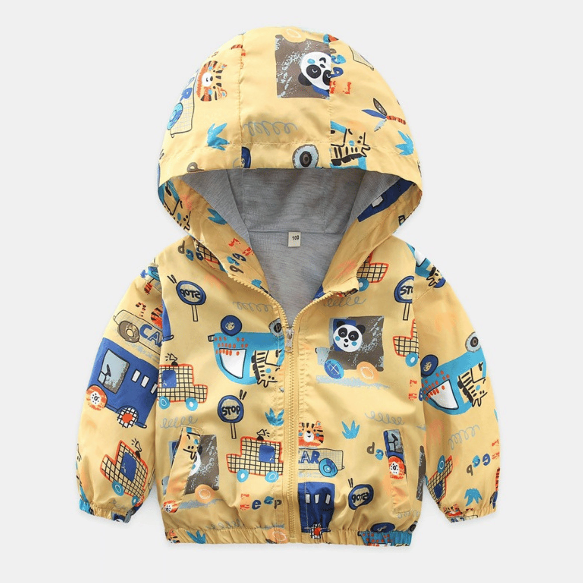 CORTAVIENTO IMPERMEABLE CHAQUETA ESTAMPADO NIÑO Y BEBÉ JUMP KIDS YELLOW PANDA - 1