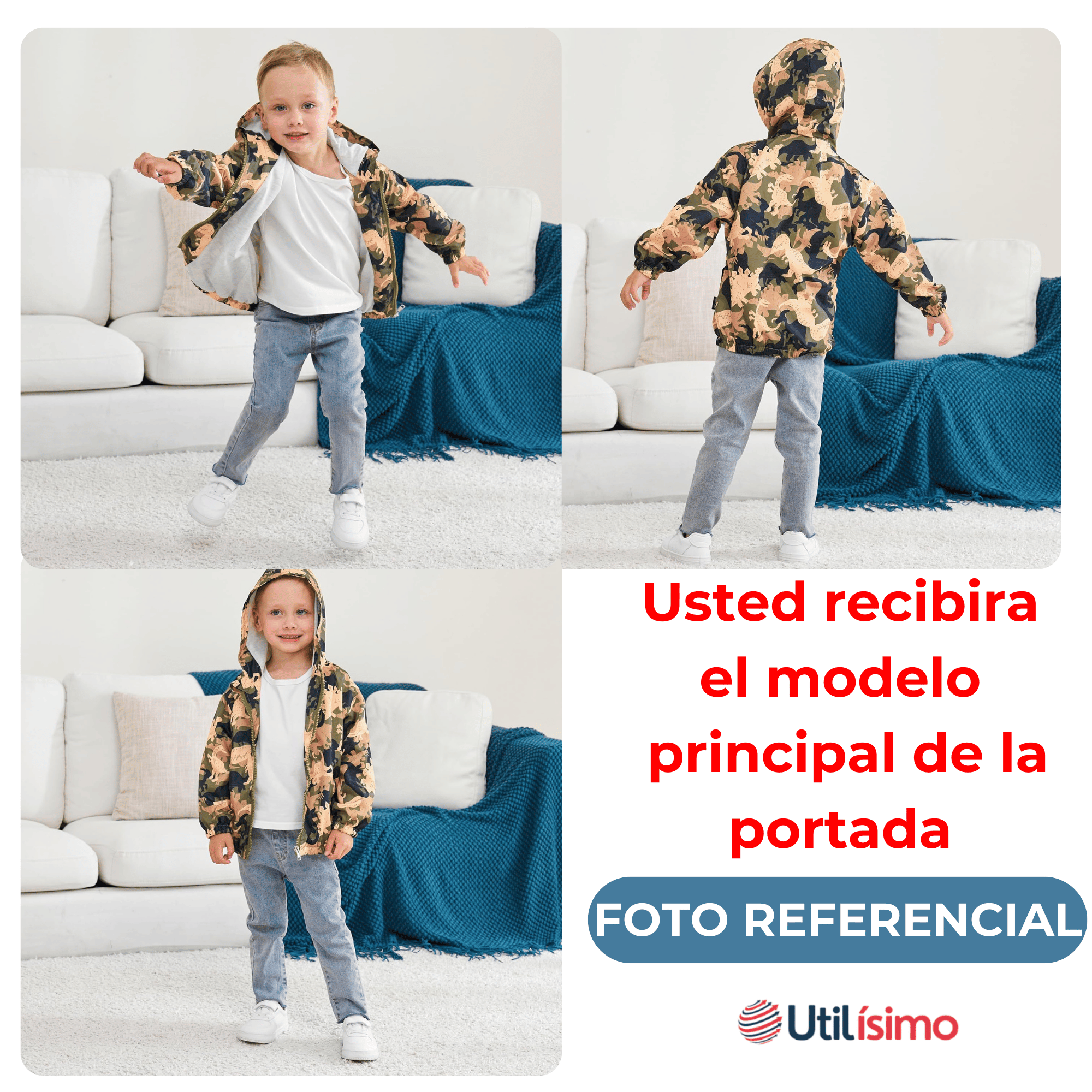 CORTAVIENTO IMPERMEABLE CHAQUETA ESTAMPADO NIÑO Y BEBÉ JUMP KIDS YELLOW PANDA - 4