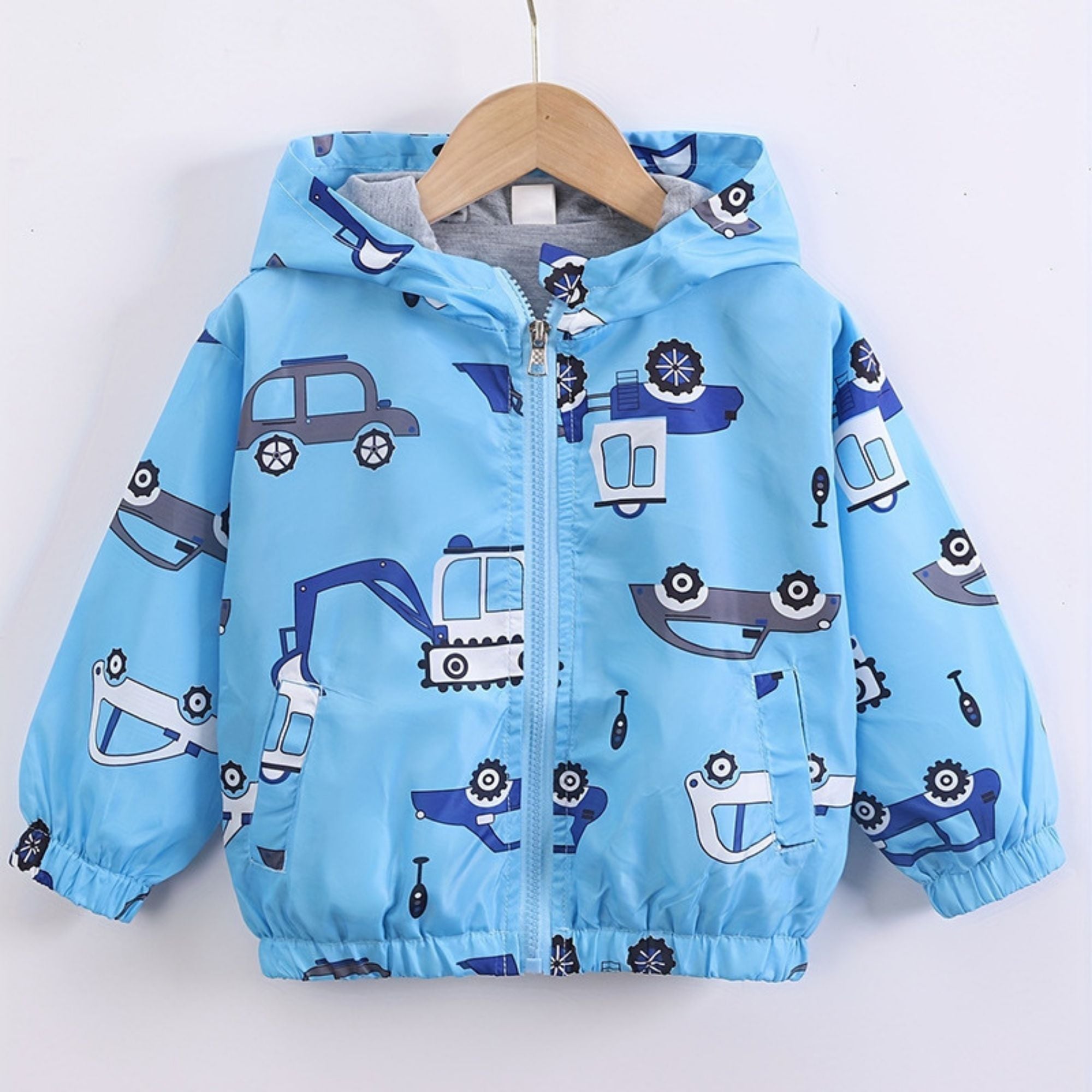 CORTAVIENTO IMPERMEABLE CHAQUETA ESTAMPADO NIÑO Y BEBÉ JUMP KIDS BLUE CARS - 1