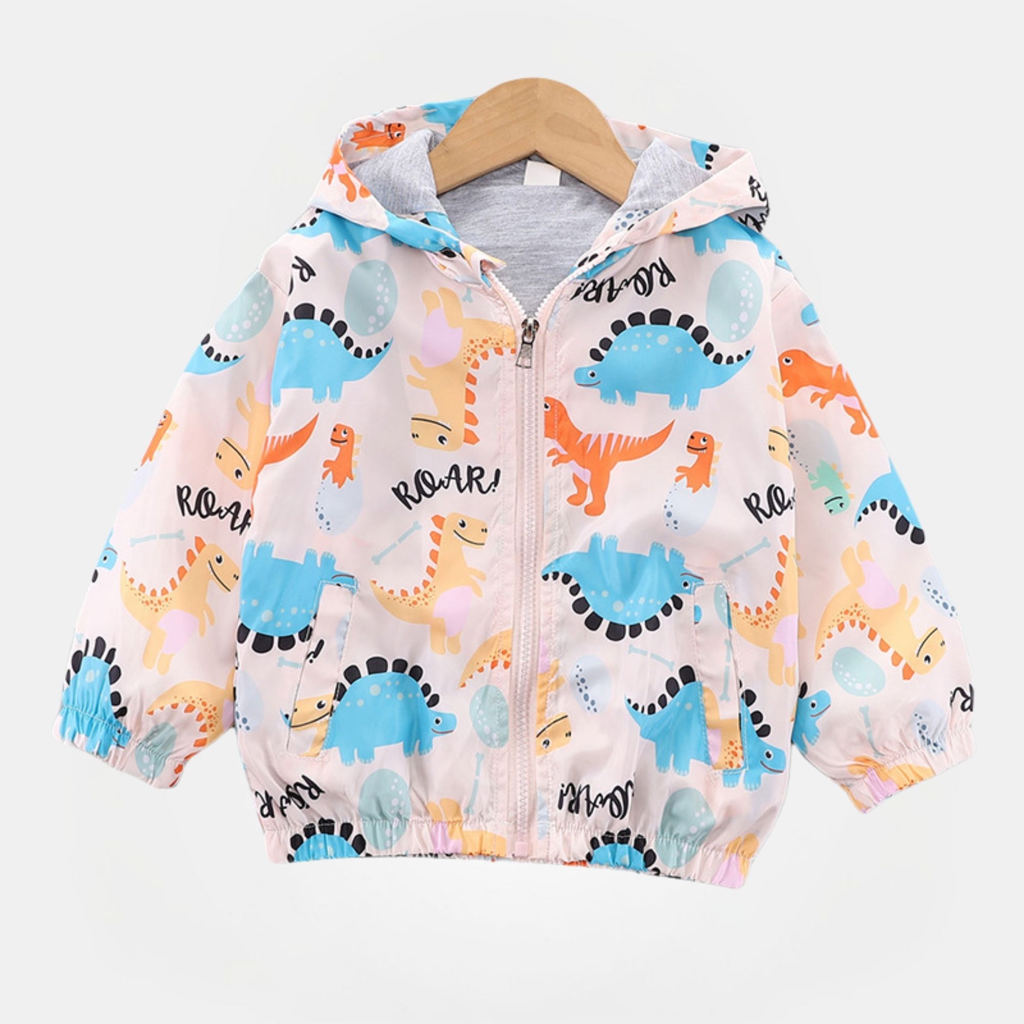 CORTAVIENTO IMPERMEABLE CHAQUETA ESTAMPADO NIÑO Y BEBÉ JUMP KIDS FLESH COLORED DINOSAURS - 1