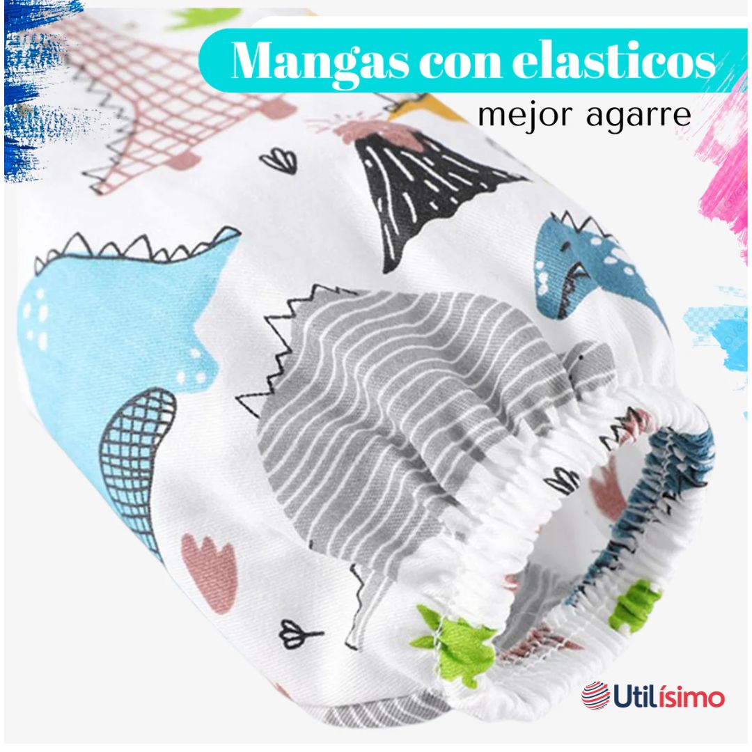BABERO DELANTAL IMPERMEABLE PREMIUM CON MANGAS LARGA TALLA 2 A 3 AÑOS PARA BEBE Y NIÑA - 9