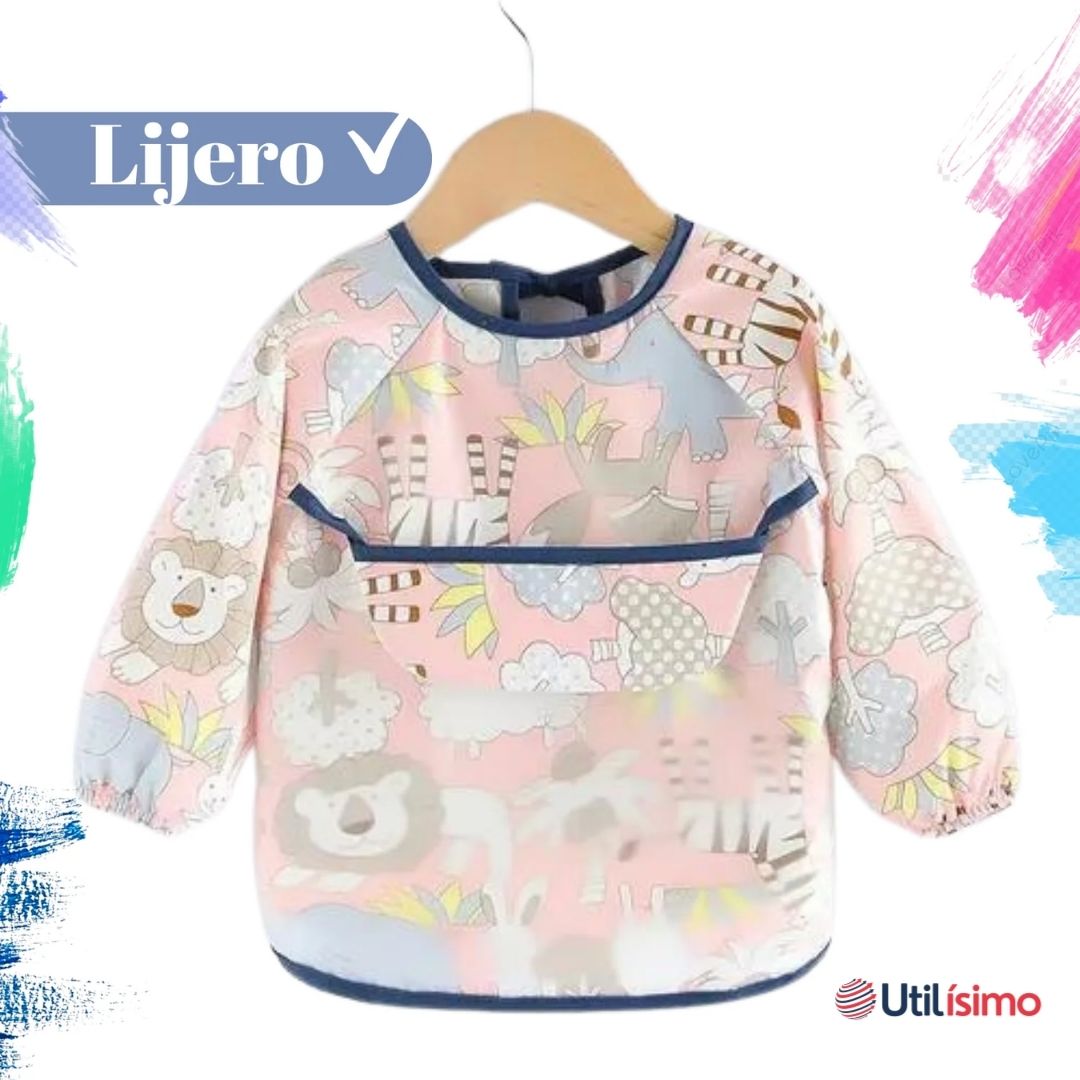 PACK 3 BABERO DELANTAL IMPERMEABLE PREMIUM CON MANGAS LARGA TALLA 2 A 3 AÑOS PARA BEBE Y NIÑA - 8