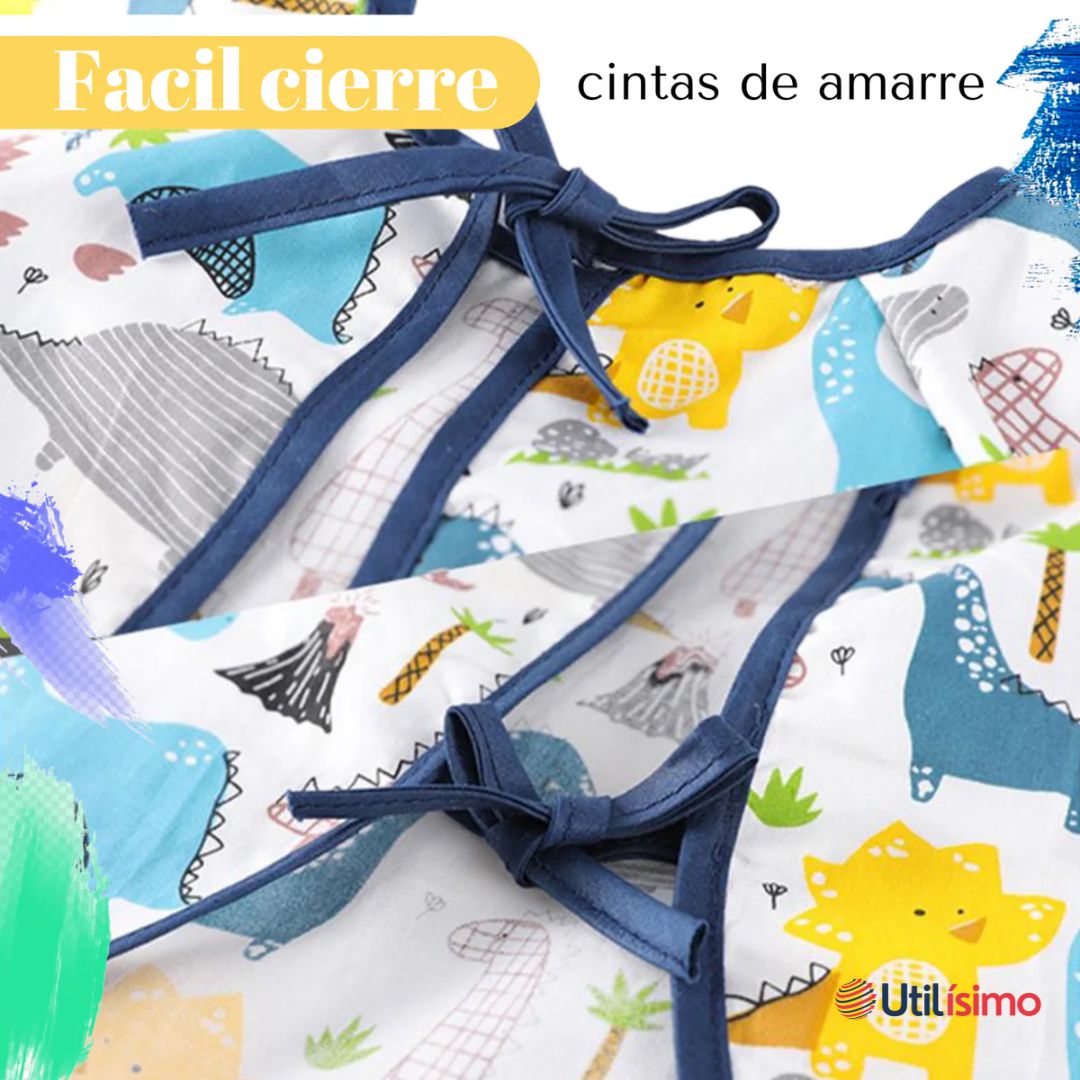 BABERO DELANTAL IMPERMEABLE PREMIUM CON MANGAS LARGA TALLA 6 A 12 MESES PARA BEBE Y NIÑO - 9