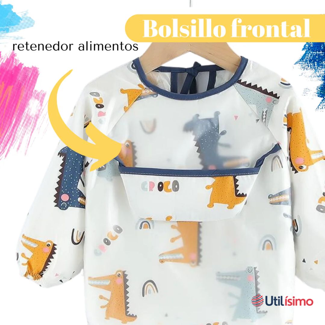 Babero Con Mangas Largas Para Bebé 6-24 Meses, Lavable A Máquina Y Resistente Al Agua, Patrón De Oveja (Rosa) - Perfecto Para Baby Led Weaning