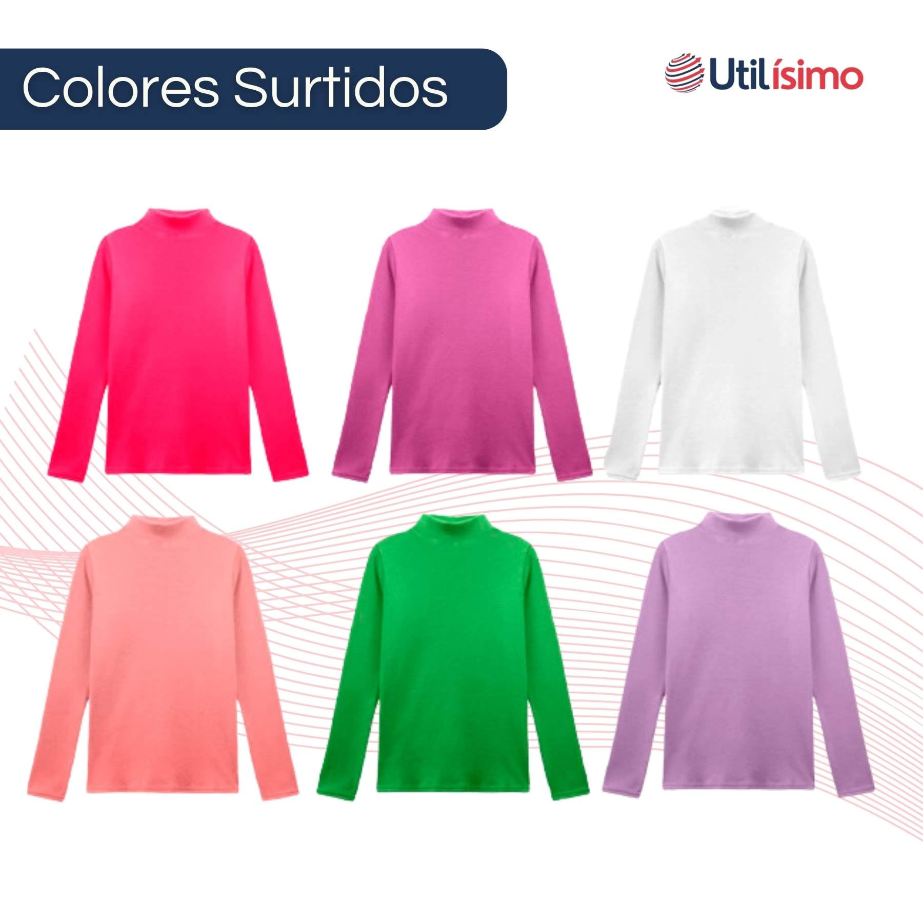 PACK 1 CAMISETA BEATLE POLAR POLERA CUELLO ALTO NIÑA COLORES SURTIDOS - 2
