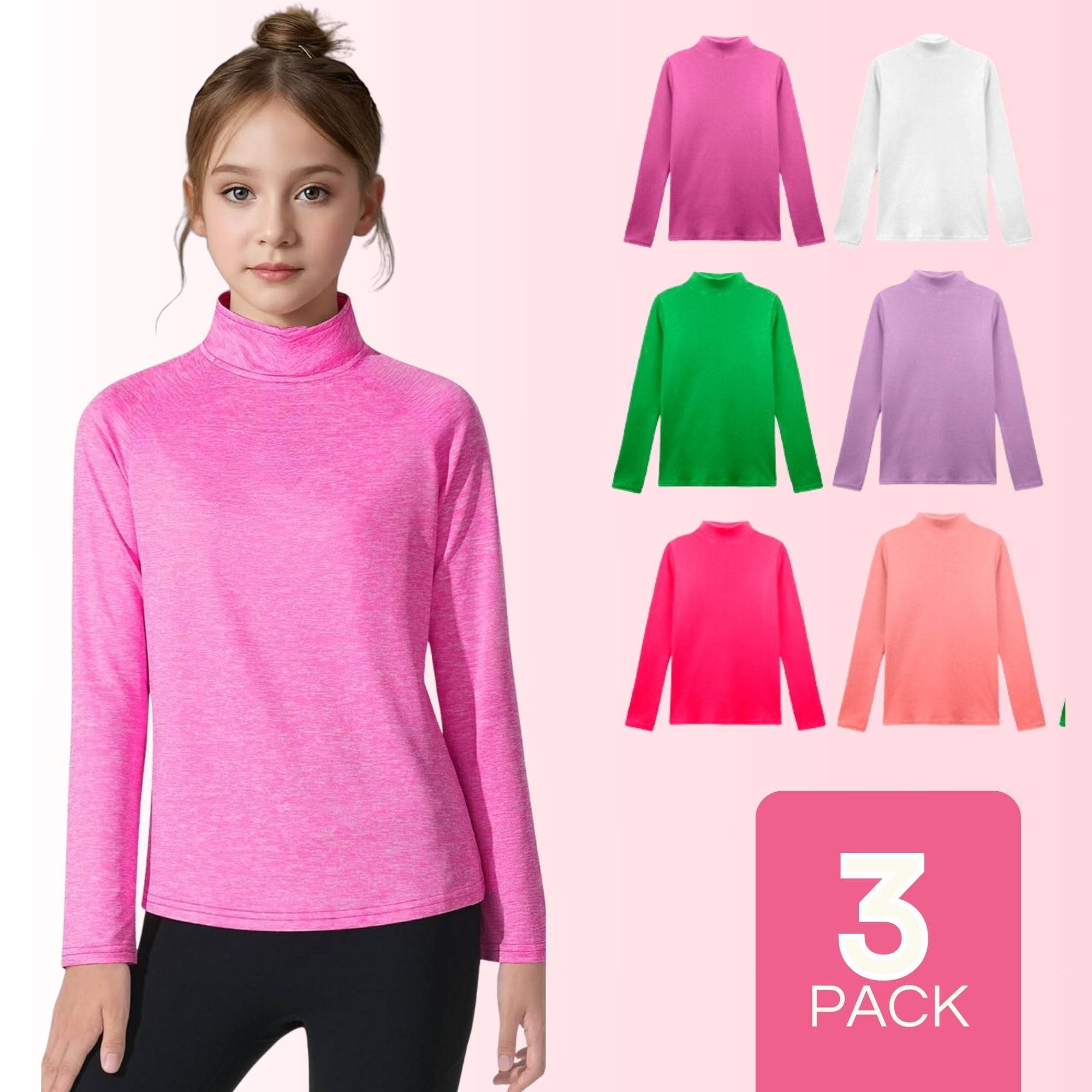 PACK 3 CAMISETAS BEATLE POLAR POLERA CUELLO ALTO NIÑA COLORES SURTIDOS - 1