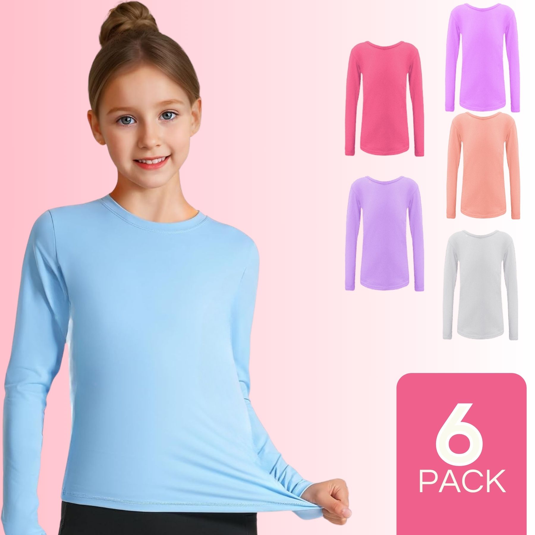 PACK 6 CAMISETAS POLAR PRIMERA CAPA NIÑA CUELLO REDONDO - 1