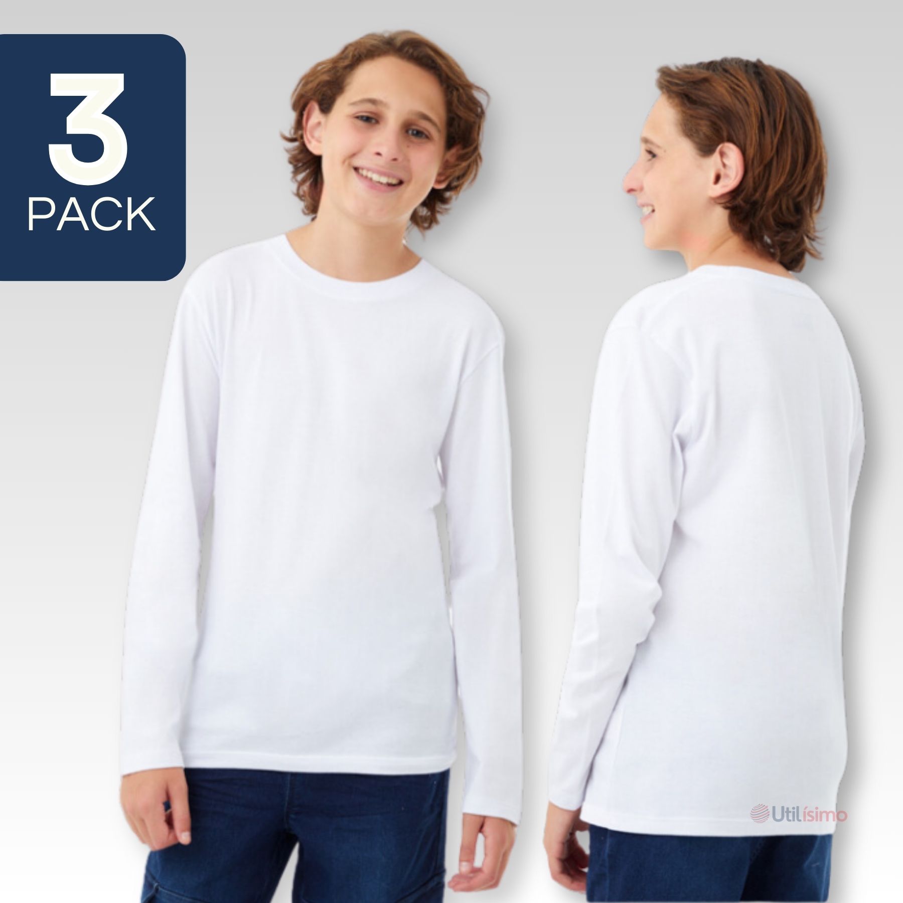PACK 3 CAMISETAS POLAR PRIMERA CAPA POLERAS INVIERNO NIÑO - 1