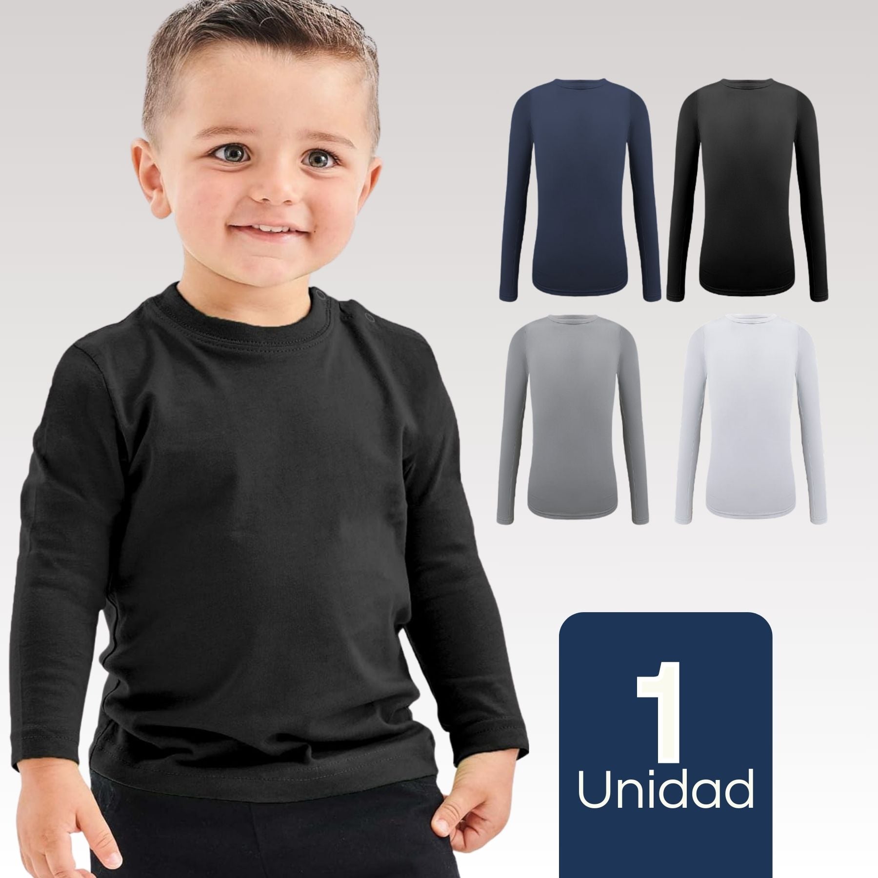 CAMISETA POLERA POLAR NIÑO PRIMERA CAPA COLORES SURTIDOS - 1