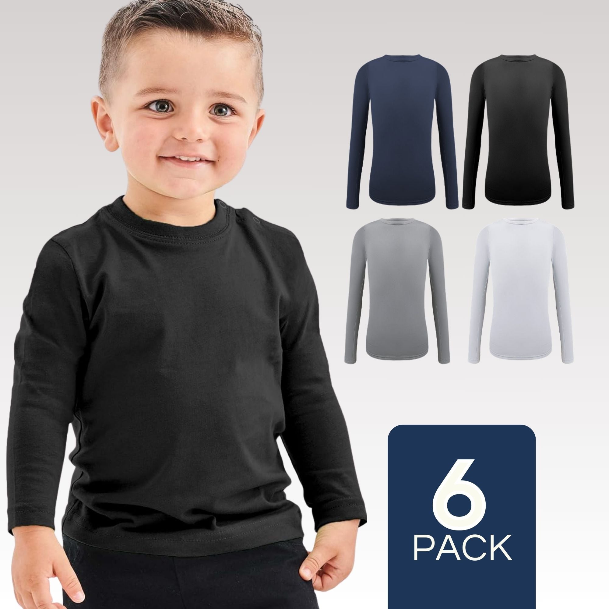 PACK 6 CAMISETAS POLERA POLAR NIÑO PRIMERA CAPA COLORES SURTIDOS - 1