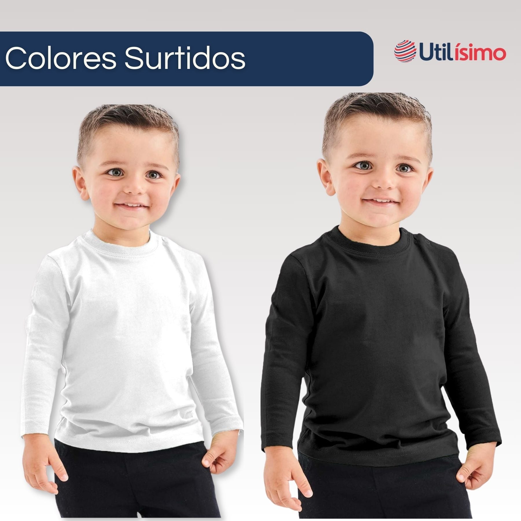 PACK 6 CAMISETAS POLERA POLAR NIÑO PRIMERA CAPA COLORES SURTIDOS - 2
