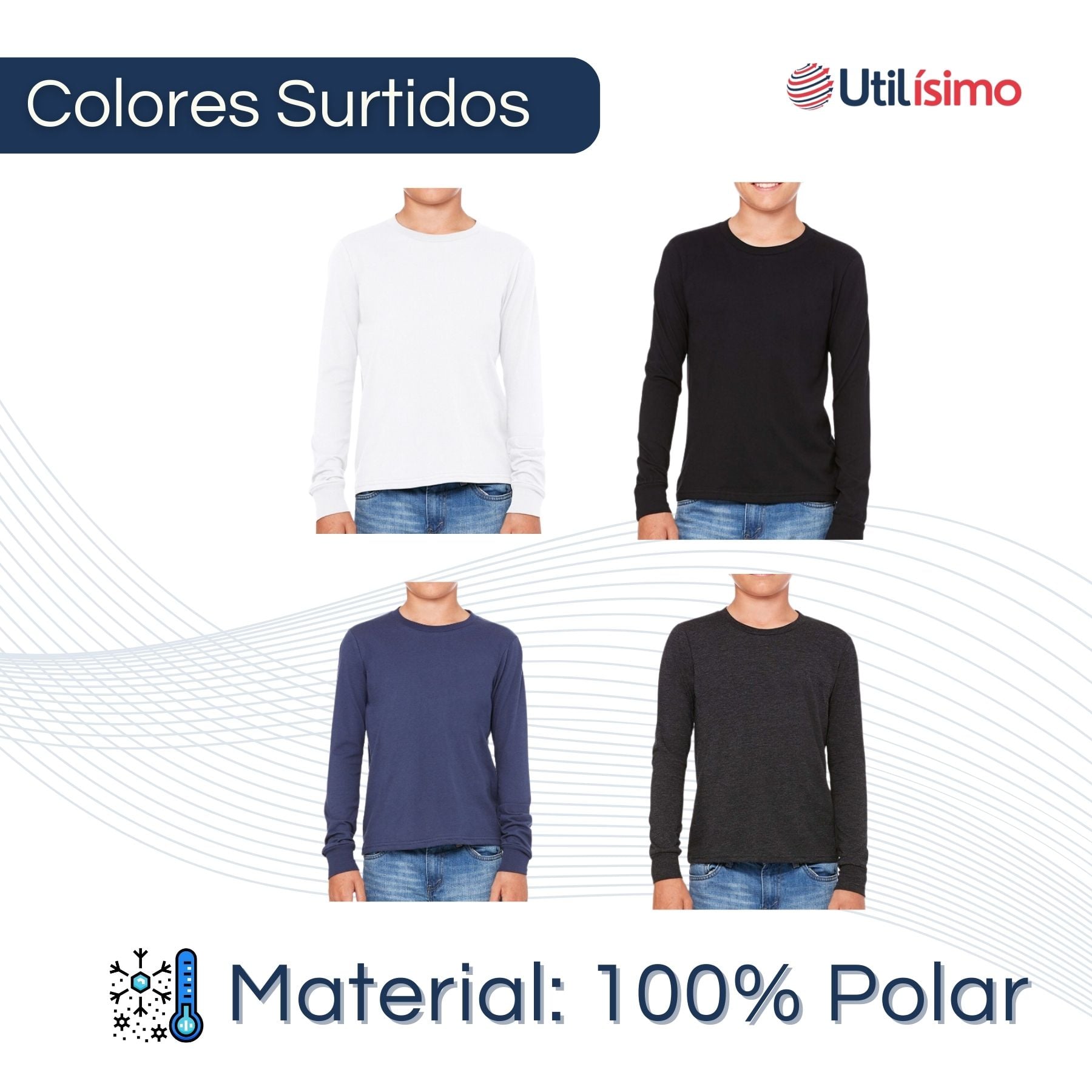 PACK 6 CAMISETAS POLERA POLAR NIÑO PRIMERA CAPA COLORES SURTIDOS - 4