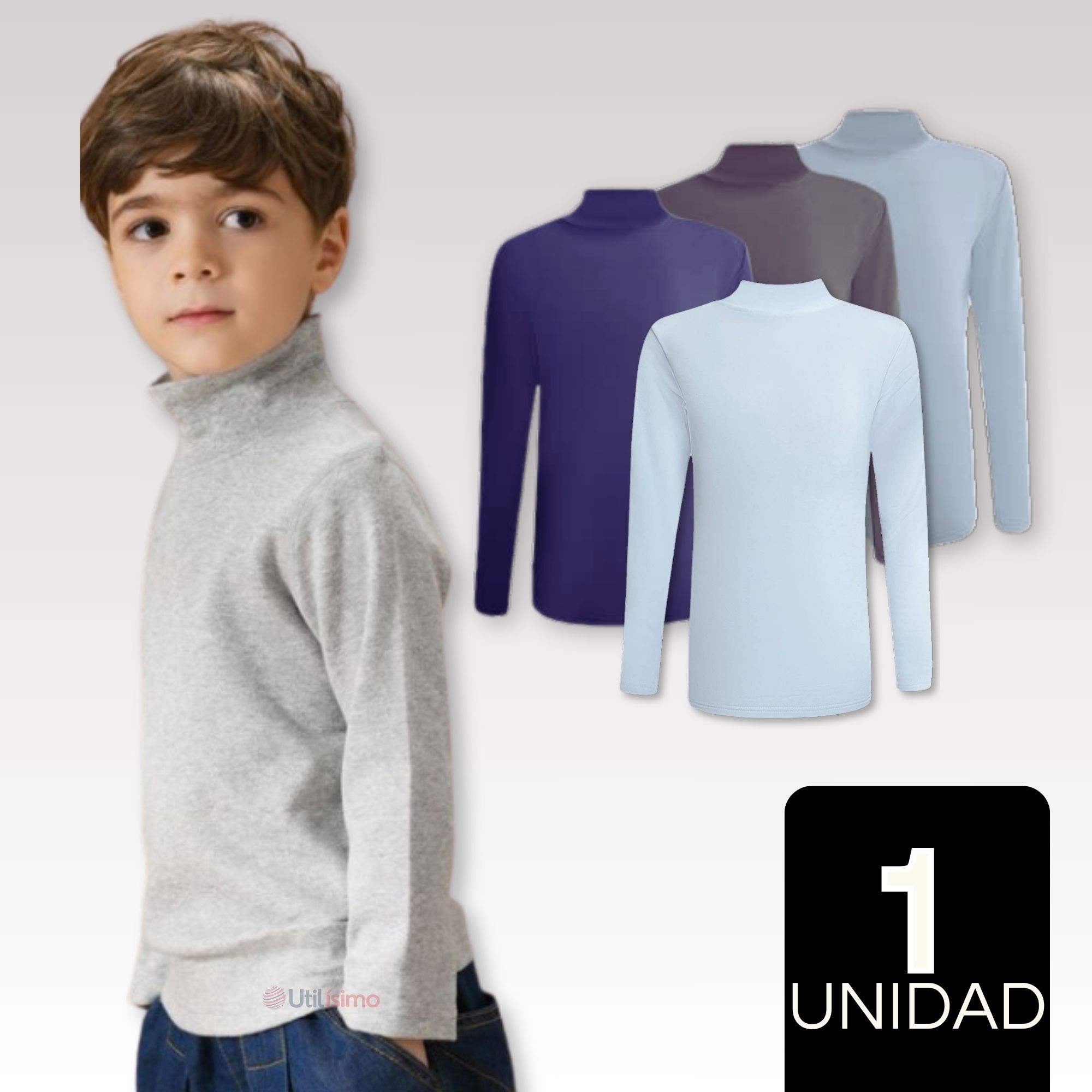 CAMISETA POLERA BEATLE POLAR NIÑO PRIMERA CAPA SURTIDO CUELLO ALTO - 1
