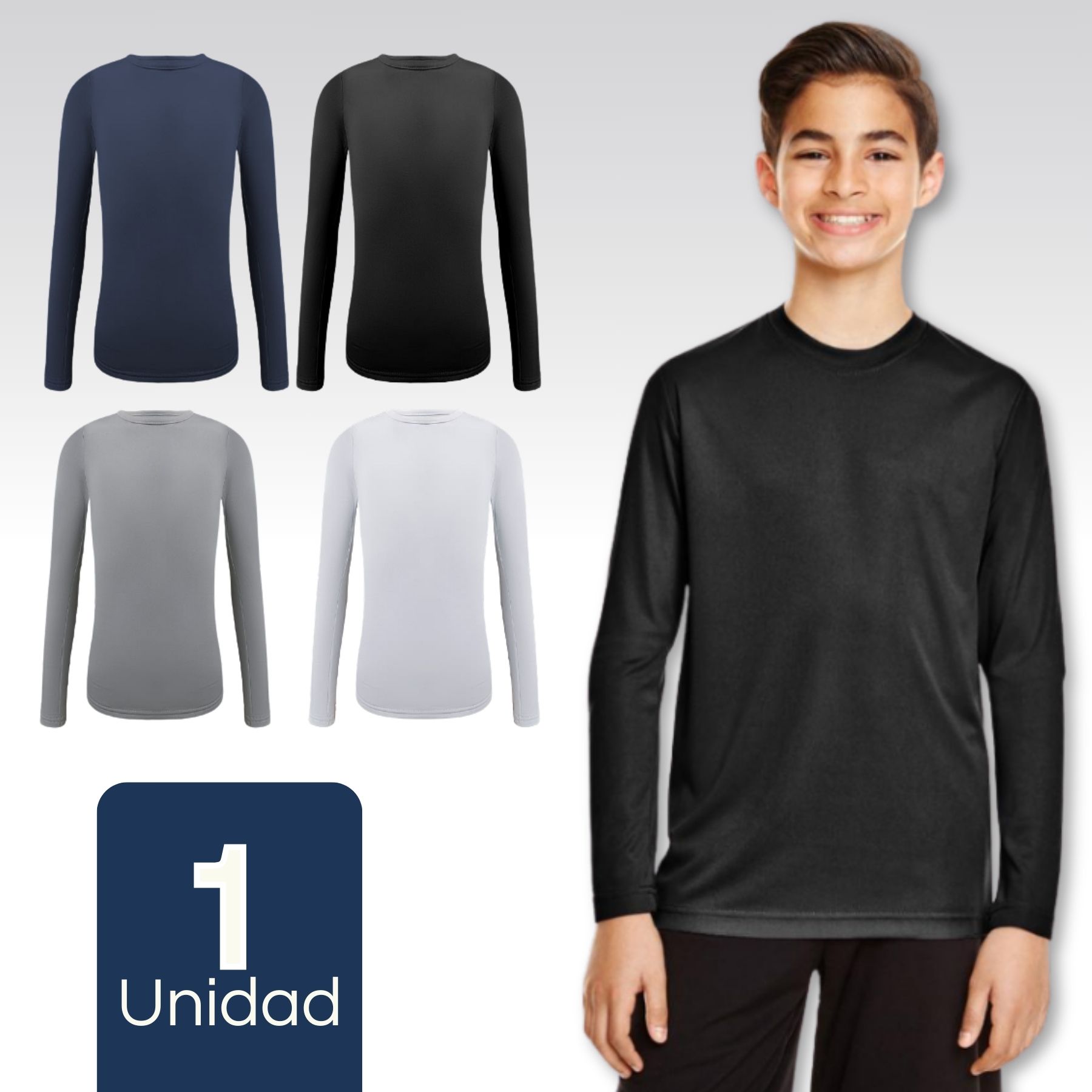 CAMISETA BAMBÚ PRIMERA CAPA POLERA NIÑO CUELLO REDONDO SURTIDO - 1