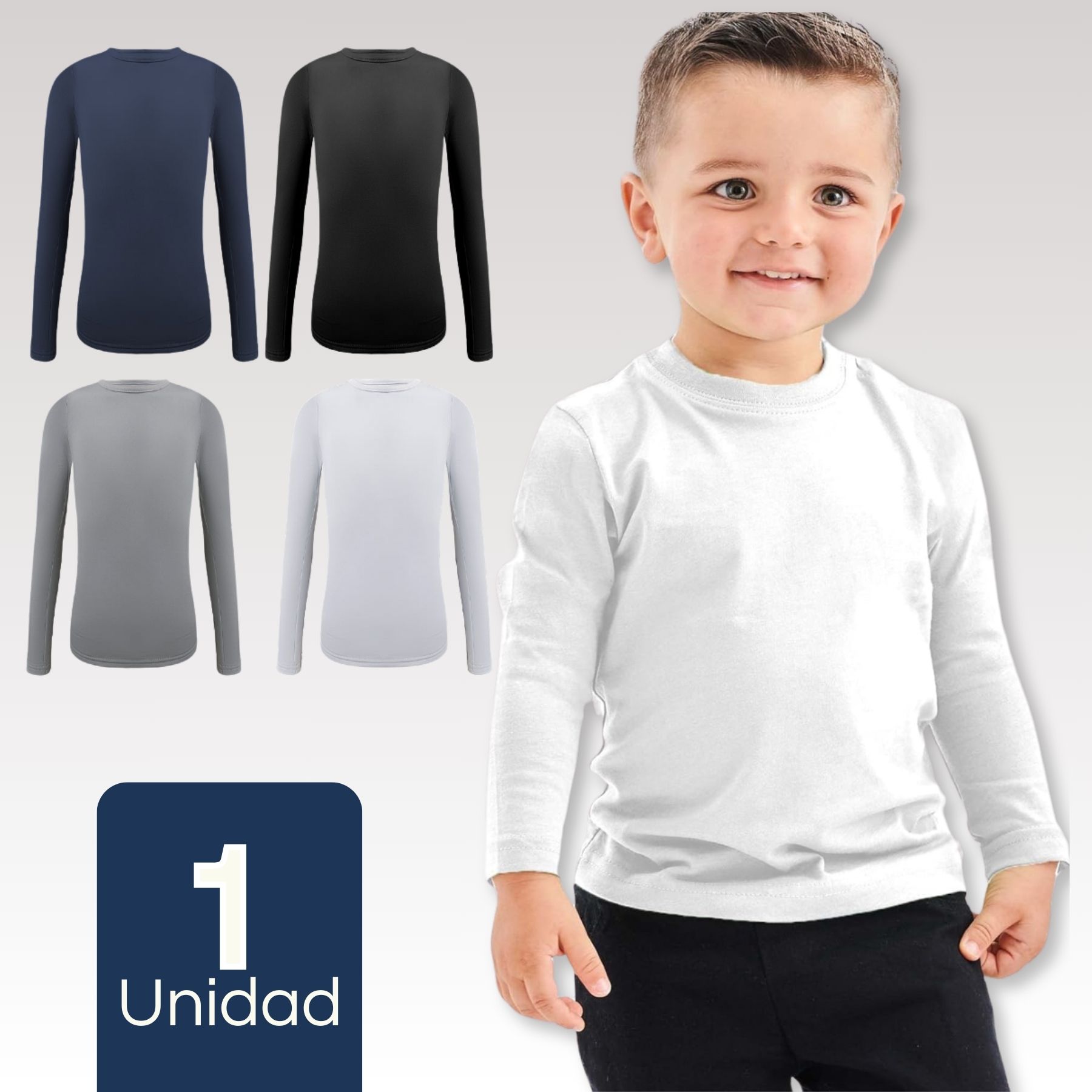 CAMISETA BAMBÚ PRIMERA CAPA POLERA NIÑO CUELLO REDONDO SURTIDO - 1