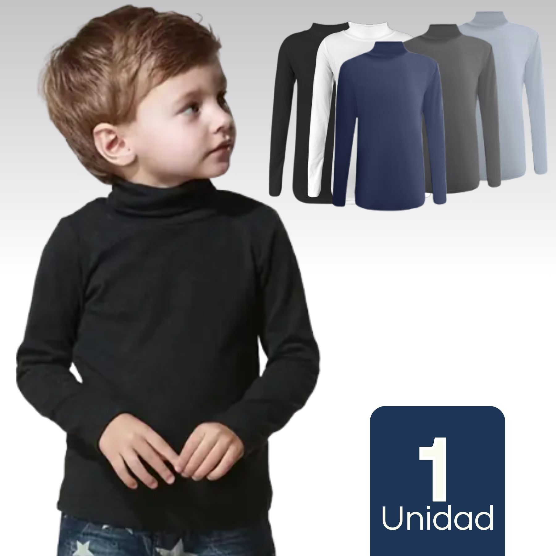 CAMISETA POLERA BEATLE BAMBÚ PRIMERA CAPA NIÑO CUELLO ALTO SURTIDO - 1