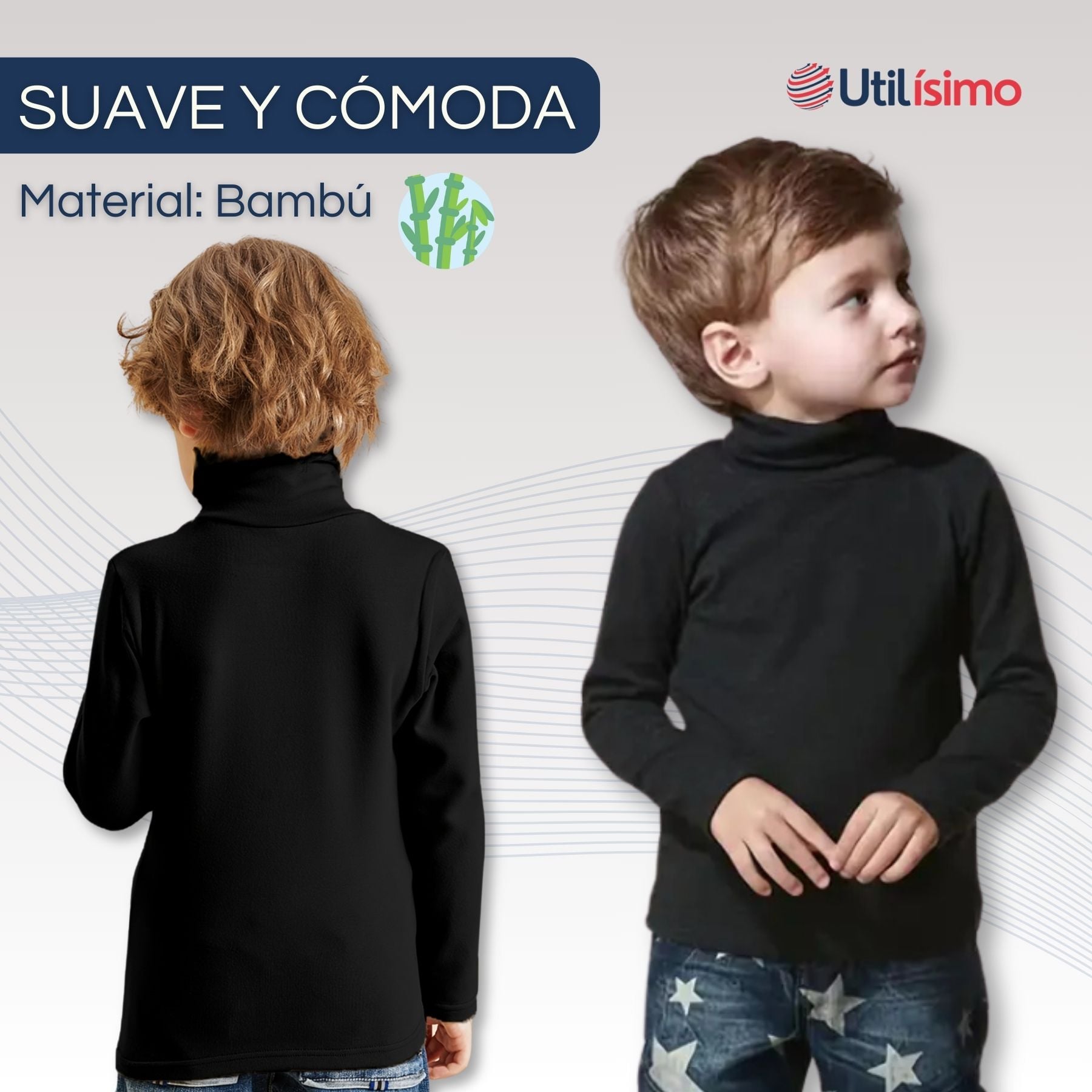 PACK 3 CAMISETAS POLERA BEATLE BAMBÚ PRIMERA CAPA NIÑO CUELLO ALTO SURTIDO - 4