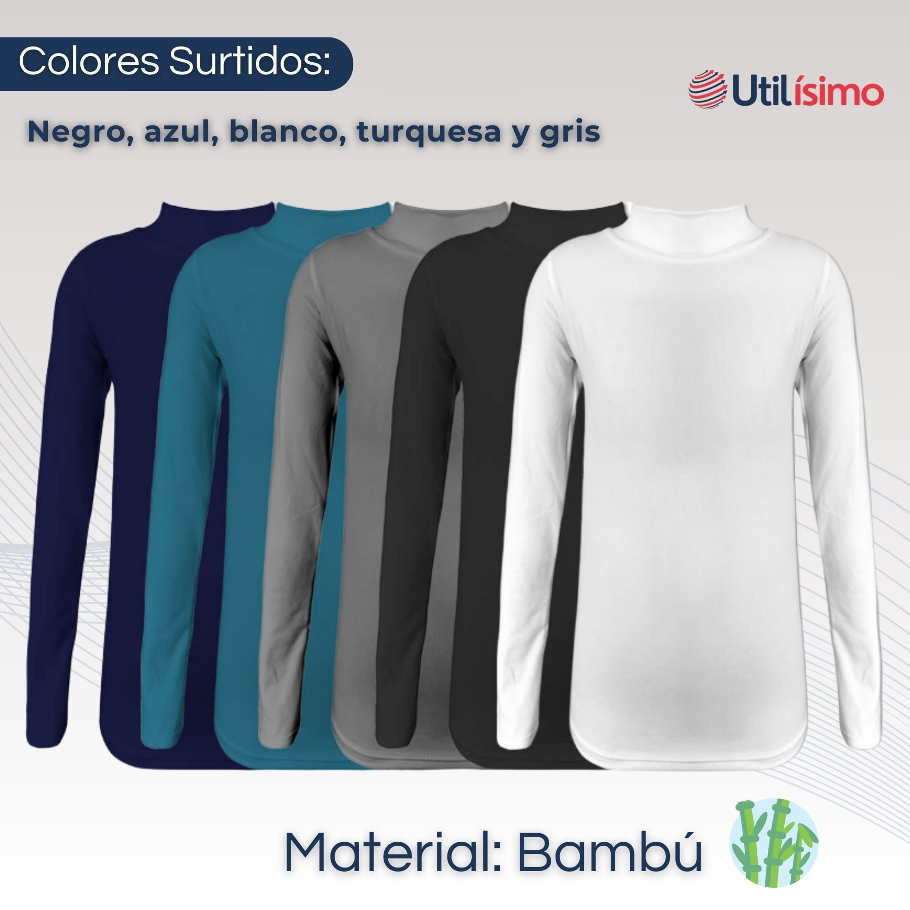 PACK 6 CAMISETAS POLERA BEATLE BAMBÚ PRIMERA CAPA NIÑO CUELLO ALTO SURTIDO - 2